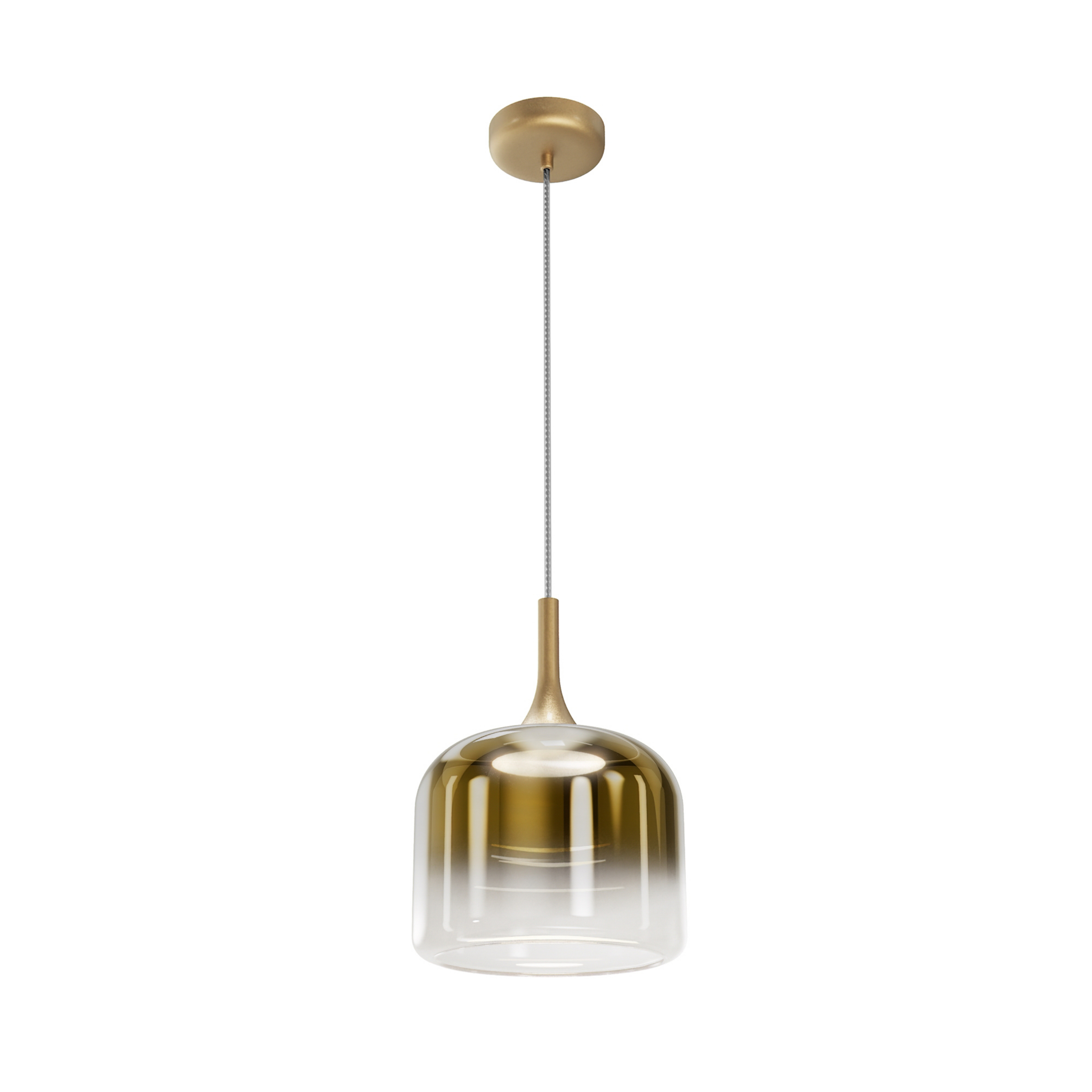 Maytoni Lámpara colgante LED Spirito, dorada, cristal/metal, Ø 26 cm