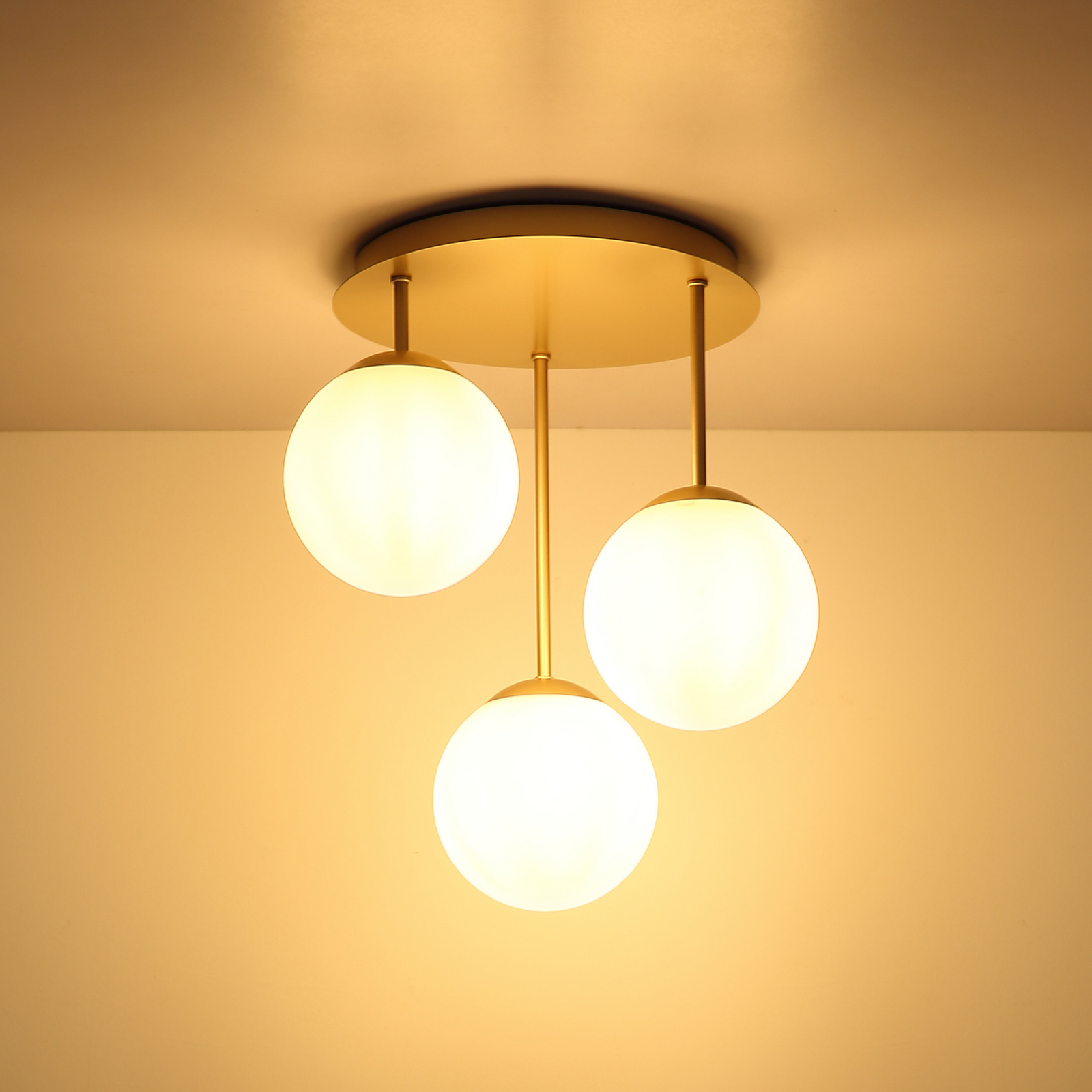 Deckenleuchte Harmon, beige/weiß, Glas, Ø 34 cm, E14 Deckenleuchte Harmon, beige/weiß, Glas, Ø 34 cm, E14