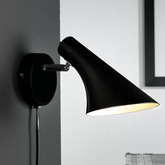 Lampenwelt Wandlampe Vanila, Schalter, Steckerkabel, schwarz