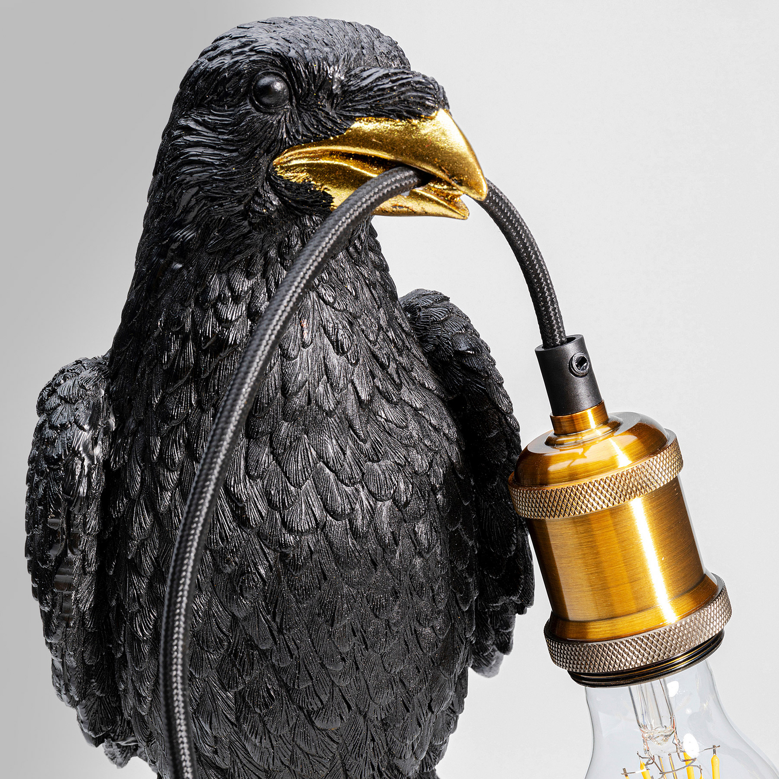 KARE Juodos spalvos stalinis šviestuvas "Animal Sitting Crow