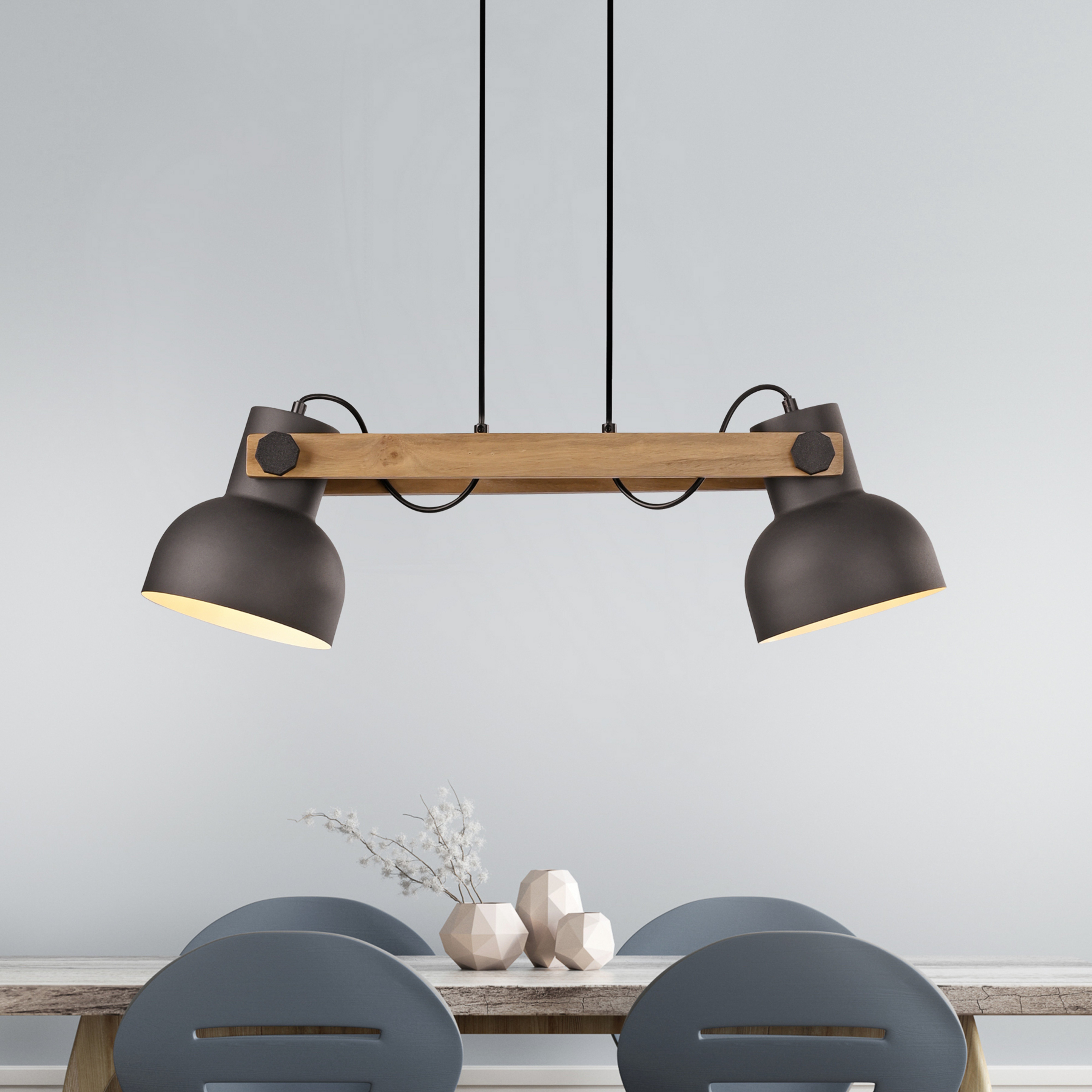 JUST LIGHT. Cup 2.0 pendellampe, 2-lys, svart, metall