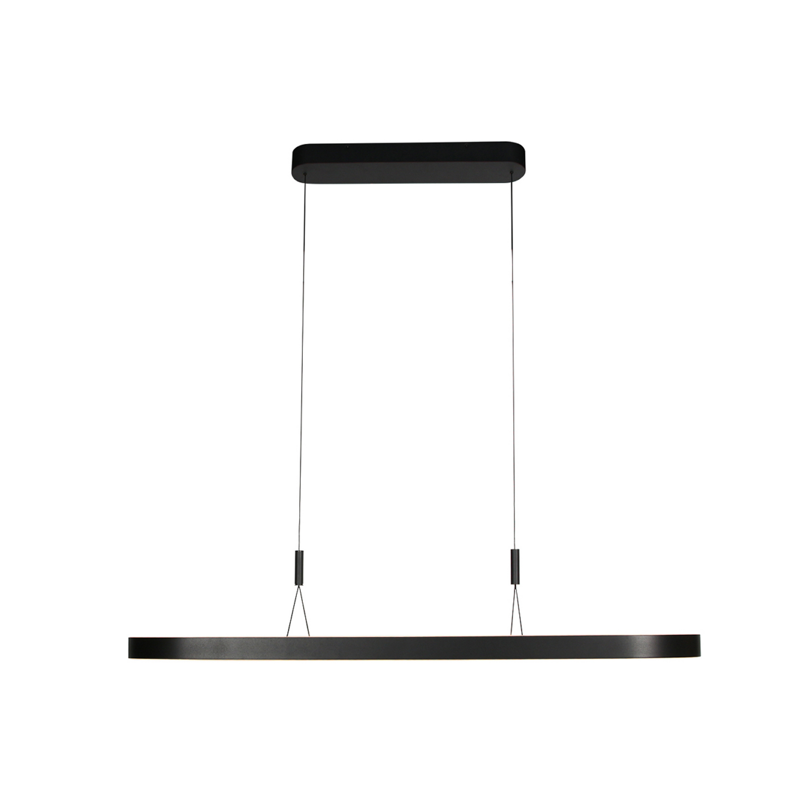 Lampada LED a sospensione Mykty, nera, lunghezza 120 cm, metallo, a 2 luci.