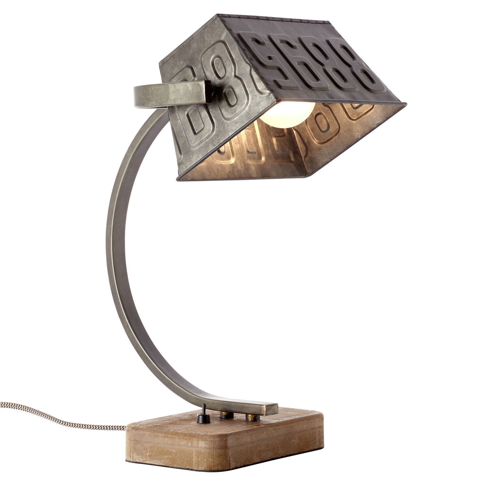 Drake metalna stolna lampa s drvenom bazom