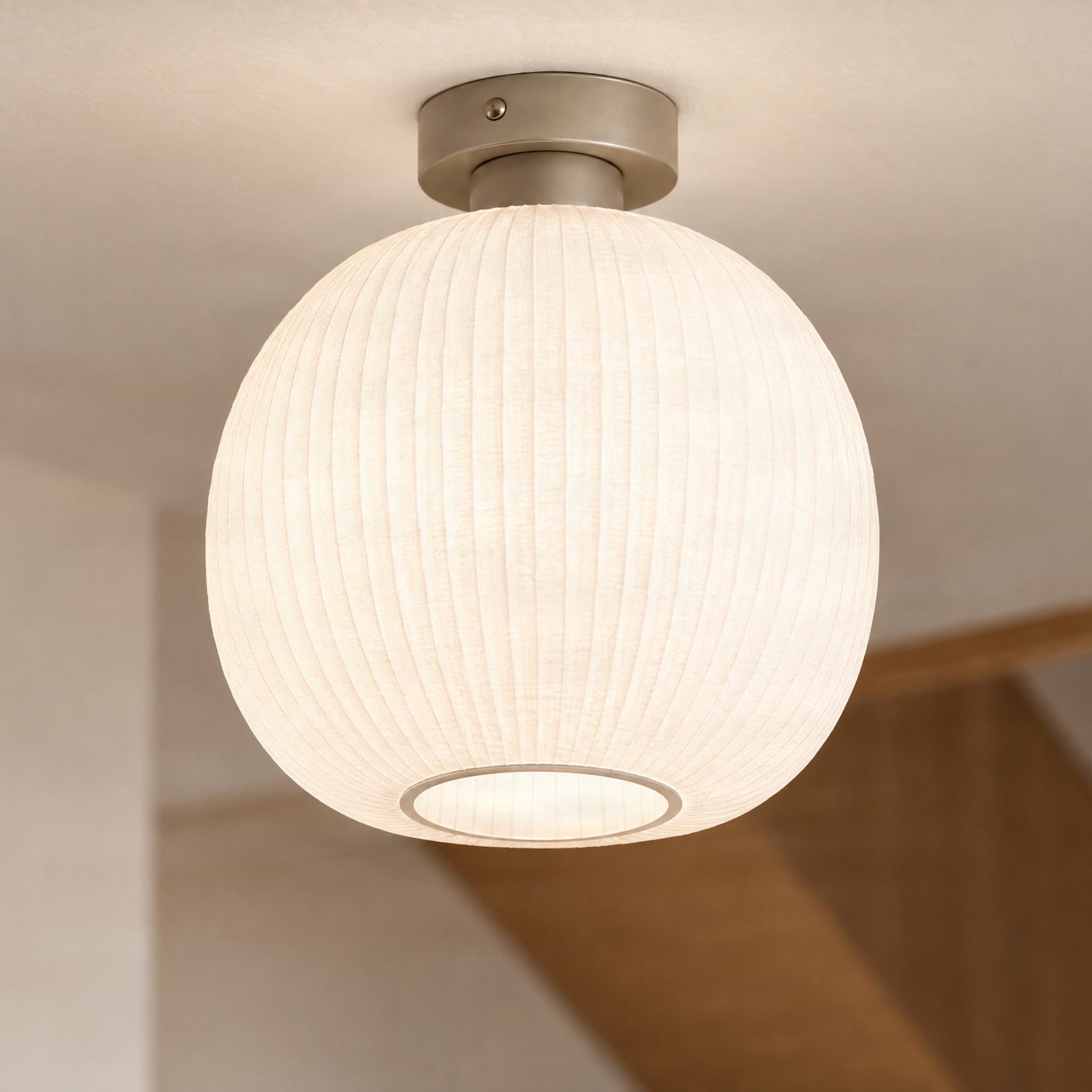 Plafonnier Nola Evey, Ø 25 cm, blanc/beige, verre