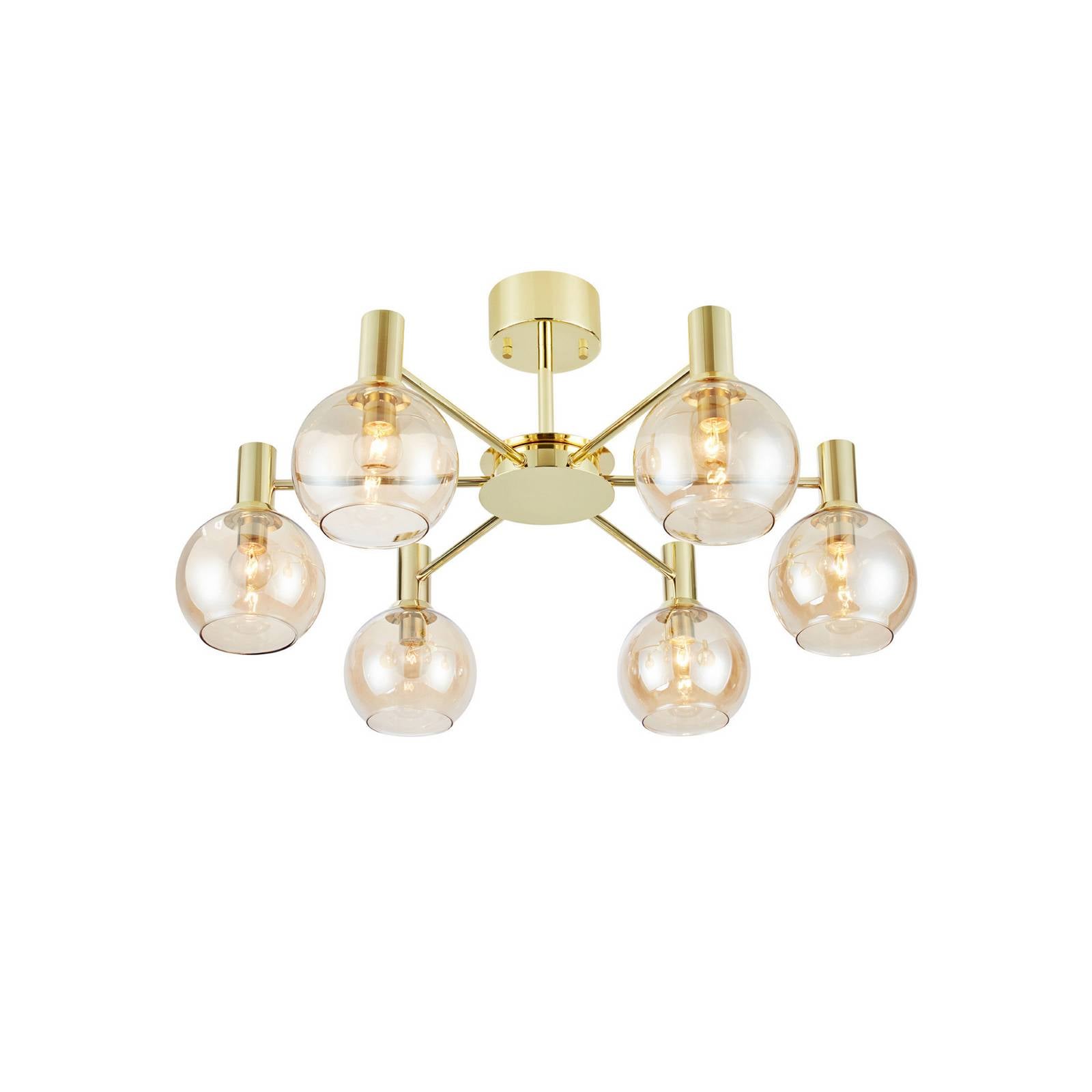 Markslöjd Plafonnier Ambra, laiton/ambre, verre, Ø 75 cm