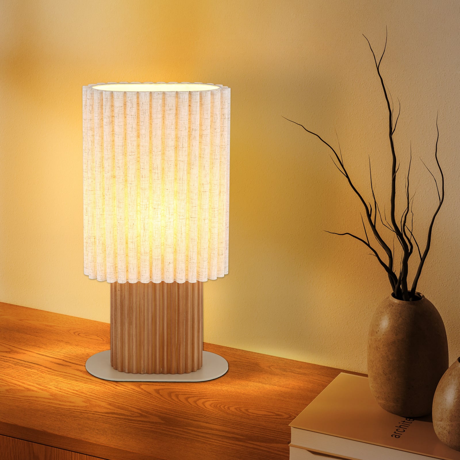 Stolová lampa Jannie, prírodná/hnedá/piesková, ľan, 45 cm, E27 Stolová lampa Jannie, prírodná/hnedá/piesková, ľan, 45 cm, E27