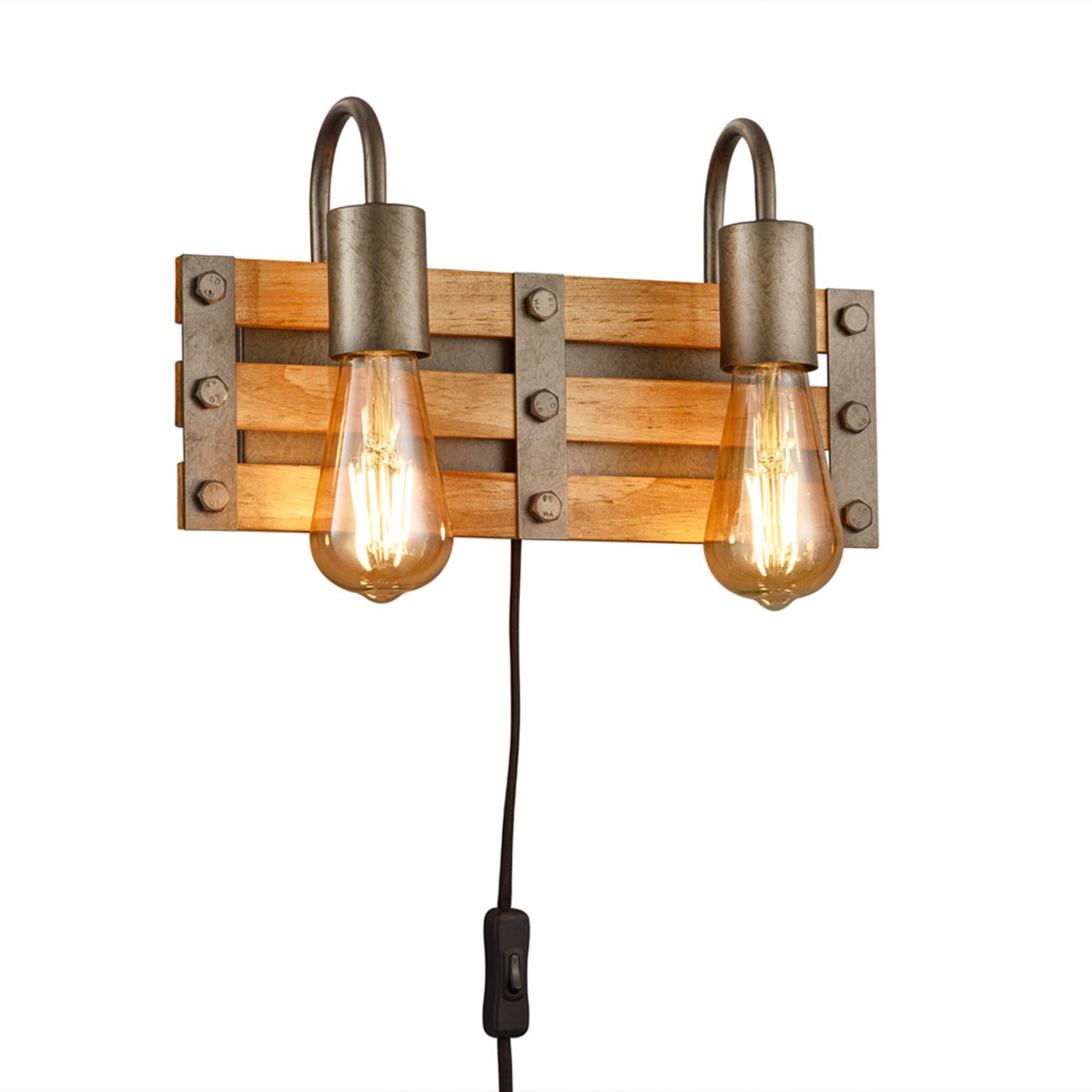 Wandlamp Khan, vintage, kabel + stekker, 2-lamps