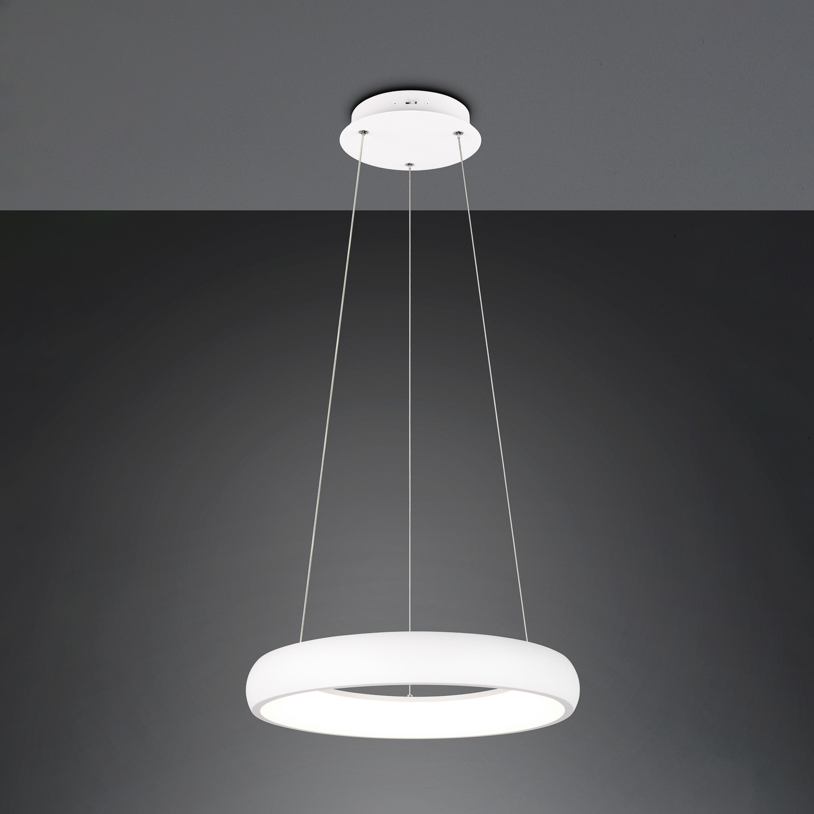 Candeeiro suspenso Cardona LED, Ø 46,5 cm, branco, CCT, metal