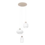 Hängeleuchte Dasmina, 3-flammig, weiß/sand, Glas, E27