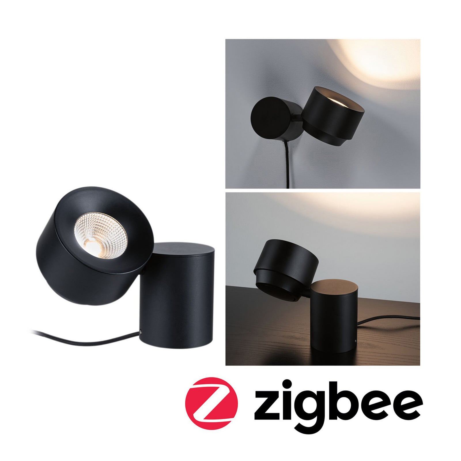 Puric Pane Bordslampa S Zigbee Dim. Svart Paulmann - Vardagsrum - Modern - Metall - Med en ljusk&auml;lla