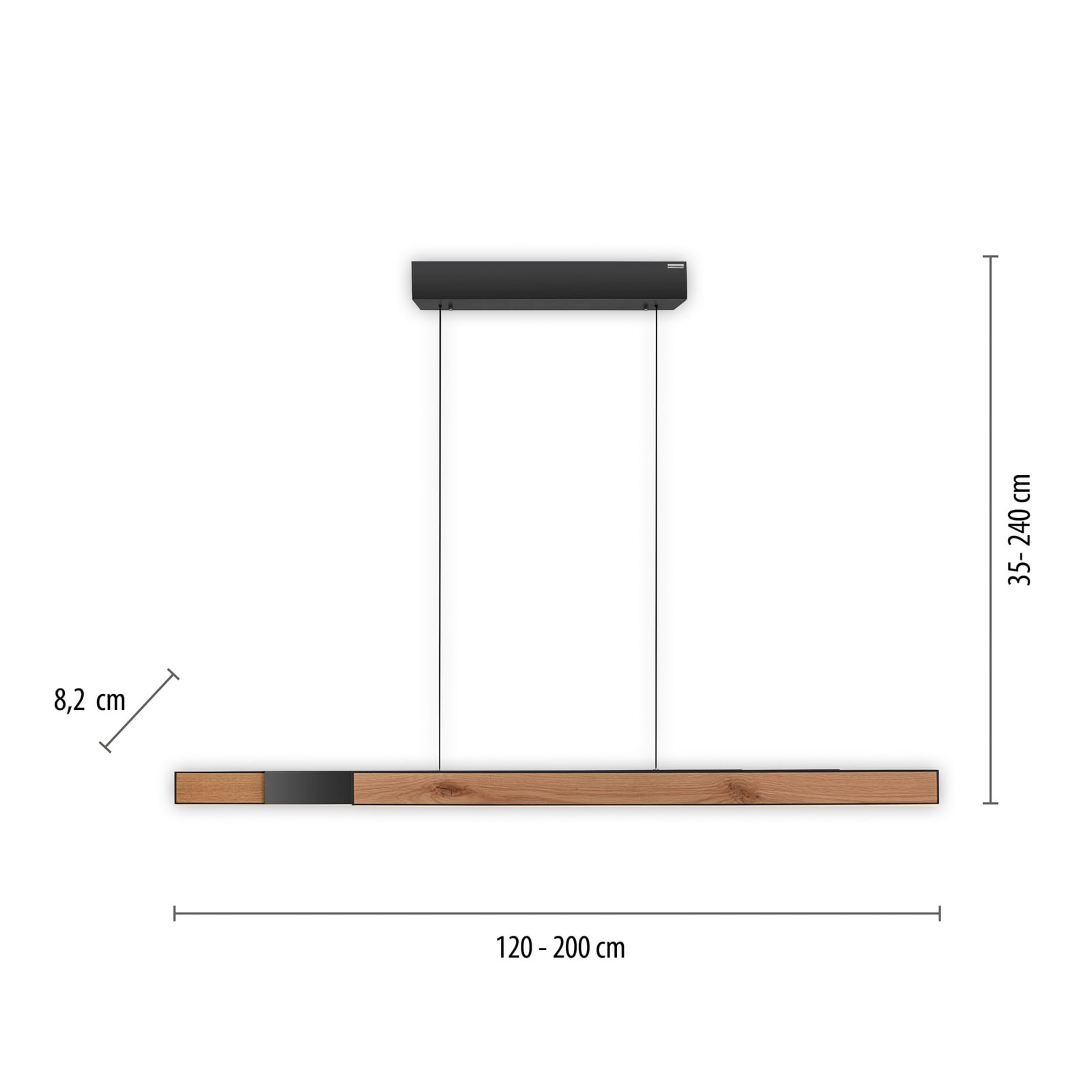 Suspension LED Moto-Rise, chêne/noir perle, aluminium, CCT - PURE Suspension LED Moto-Rise, chêne/noir perle, aluminium, CCT - PURE