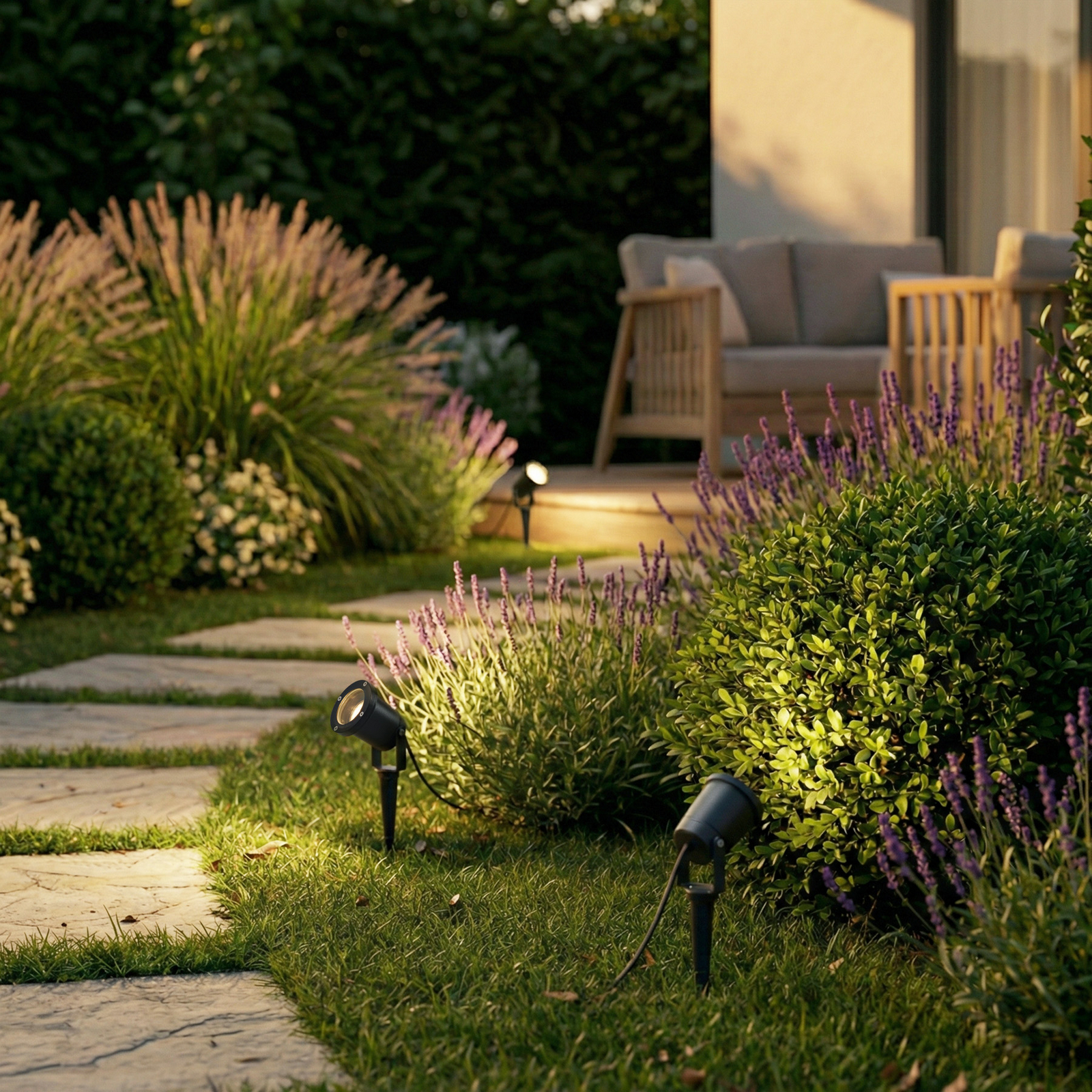 Nielas Erdspießstrahler, anthrazit, Stecker, 3er Set - Lindby