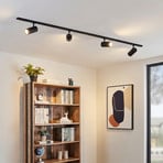 Lindby Schienensystem Linaro Ø7cm, 4-flg., LED, schwarz, CCT