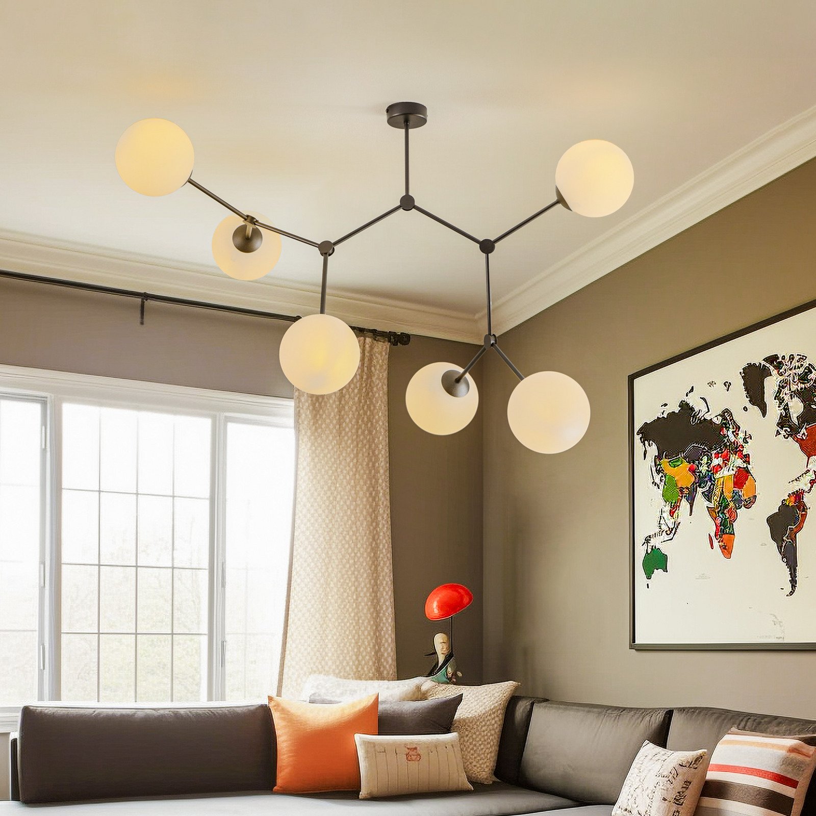 EMIBIG LIGHTING Plafonieră Space negru/opal 6 becuri - Camera de zi / sufragerie - modern - negru opal - Metal