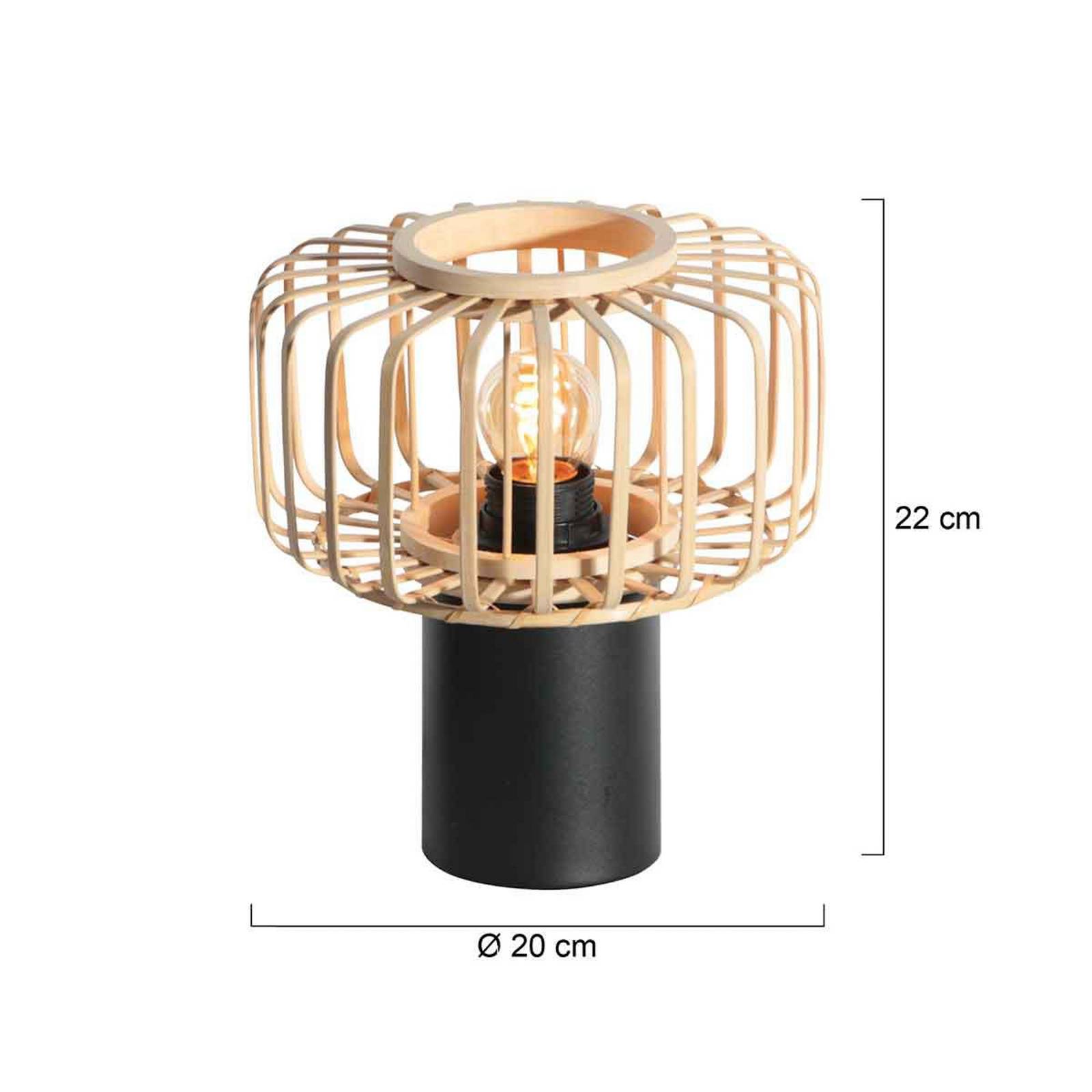 Lampa stołowa Bloeba, czarna/naturalna, metal, drewno, E27