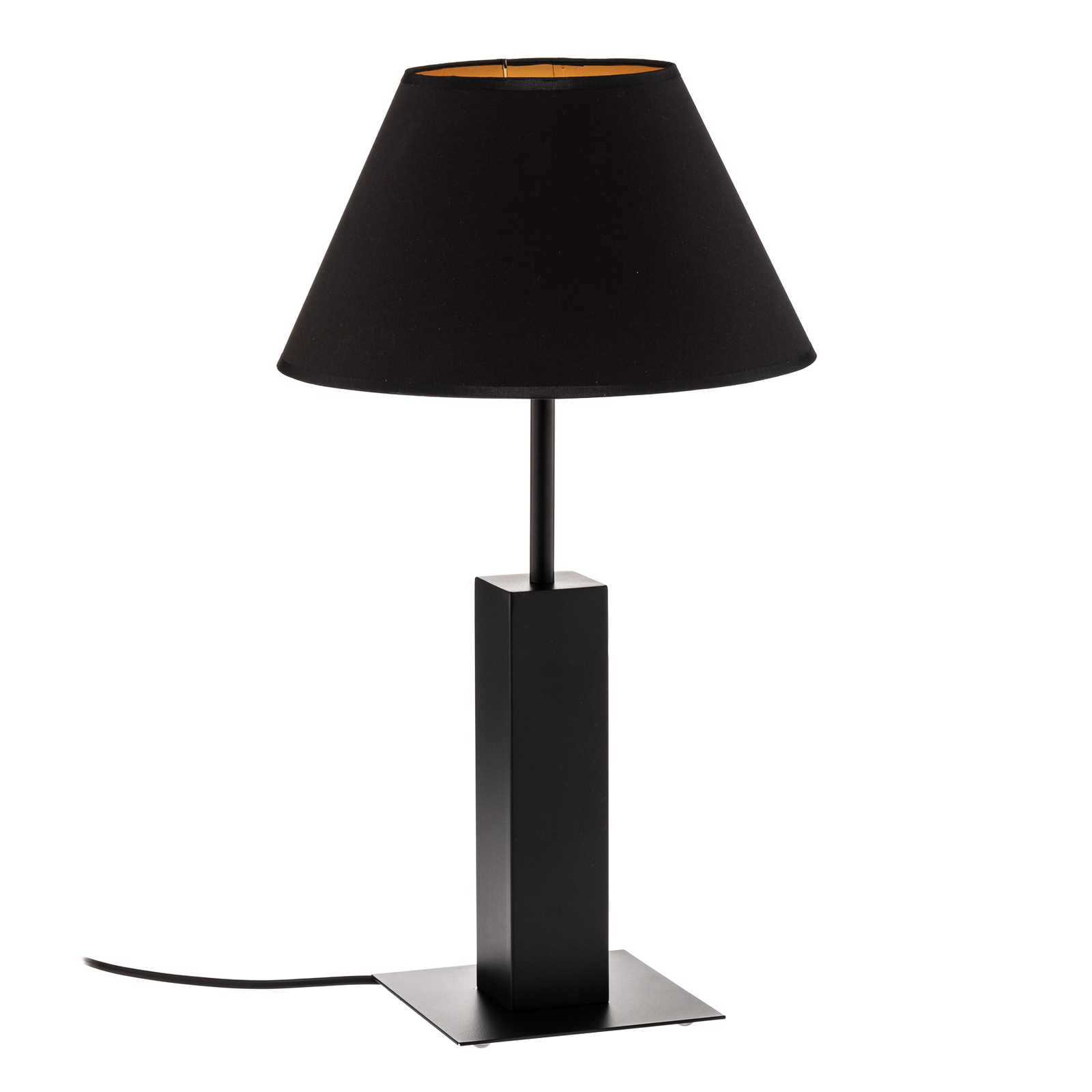 Stila table lamp, conical lampshade black-gold