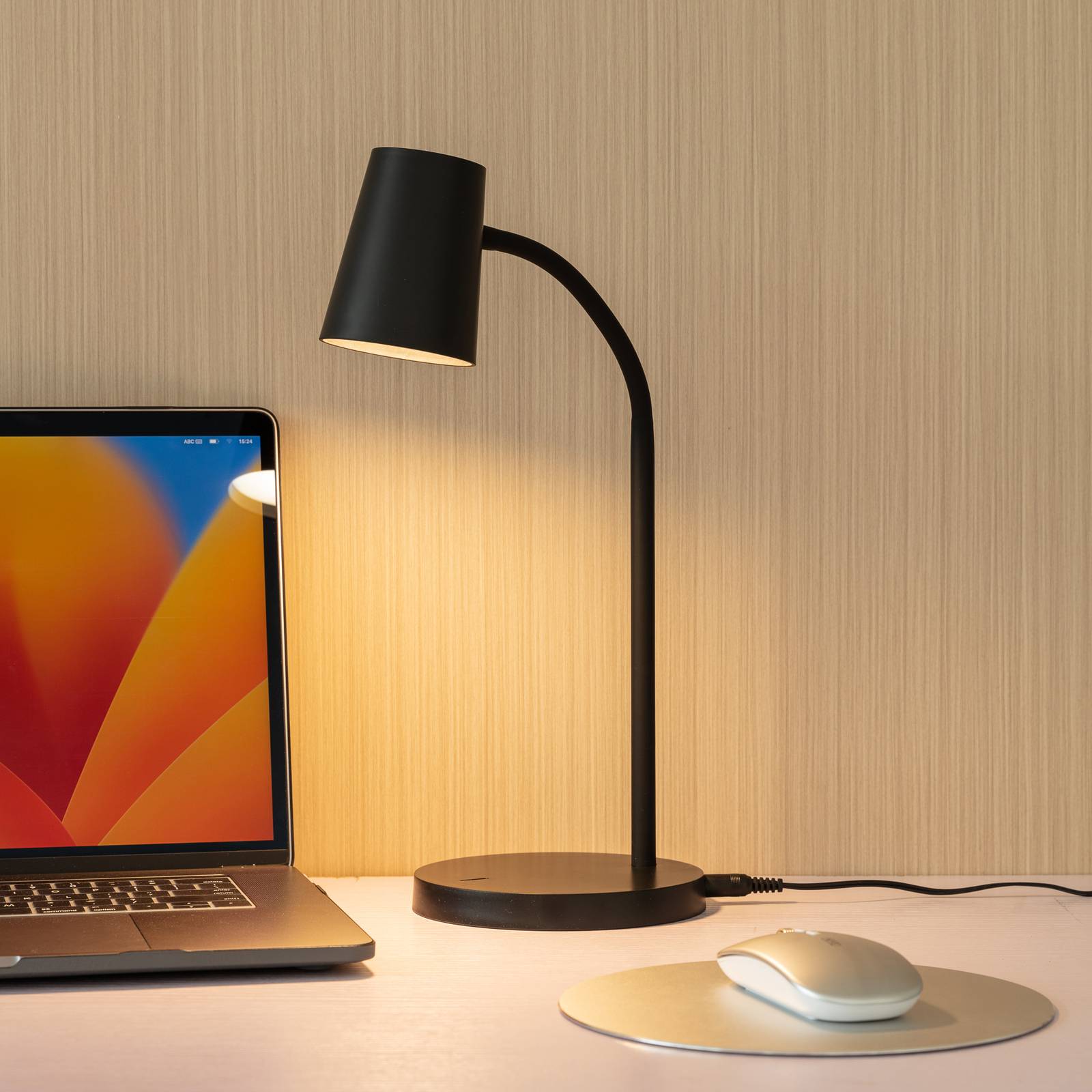 Lindby lampe de table LED Ailina, hauteur 36 cm, noir, intensité variable