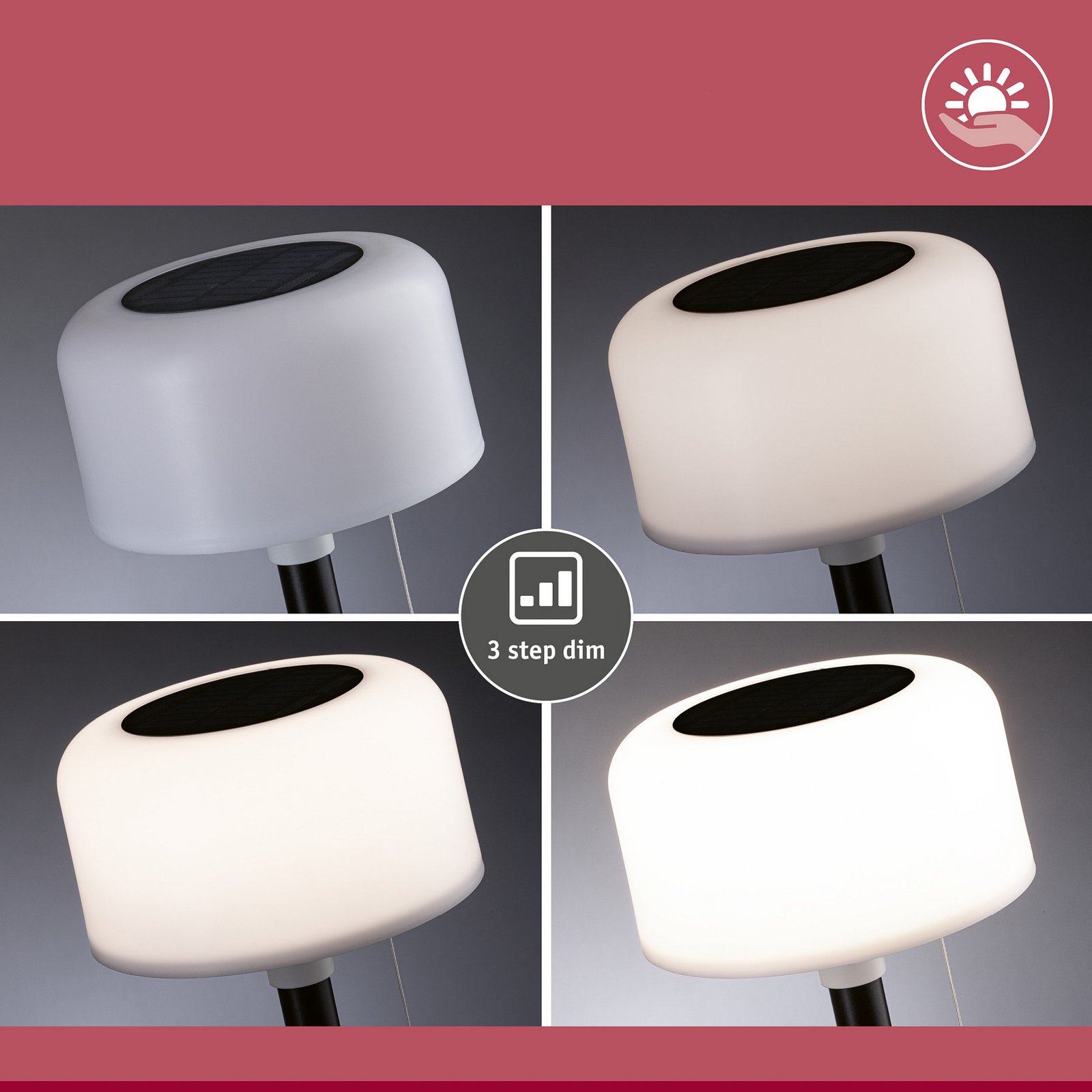 Lampa de masă solară cu LED Paulmann Bartja, negru, IP44 dimabil