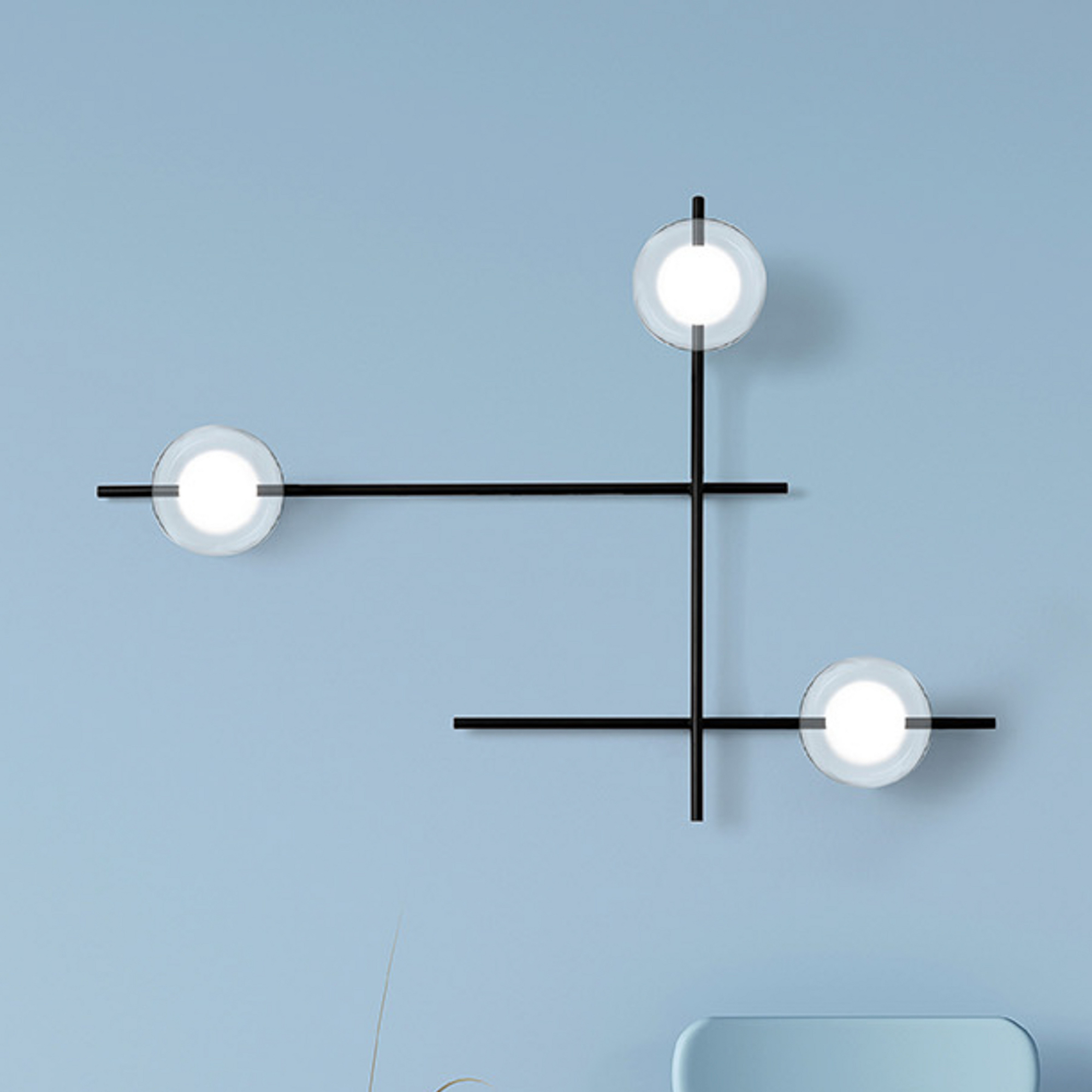 Applique Mikado, transparente/givrée, à 3 lampes