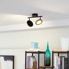 Lindby LED-es spotlámpa Manel, fa, 37 cm hosszú, 2-lámpás, 37 cm hosszú, 2