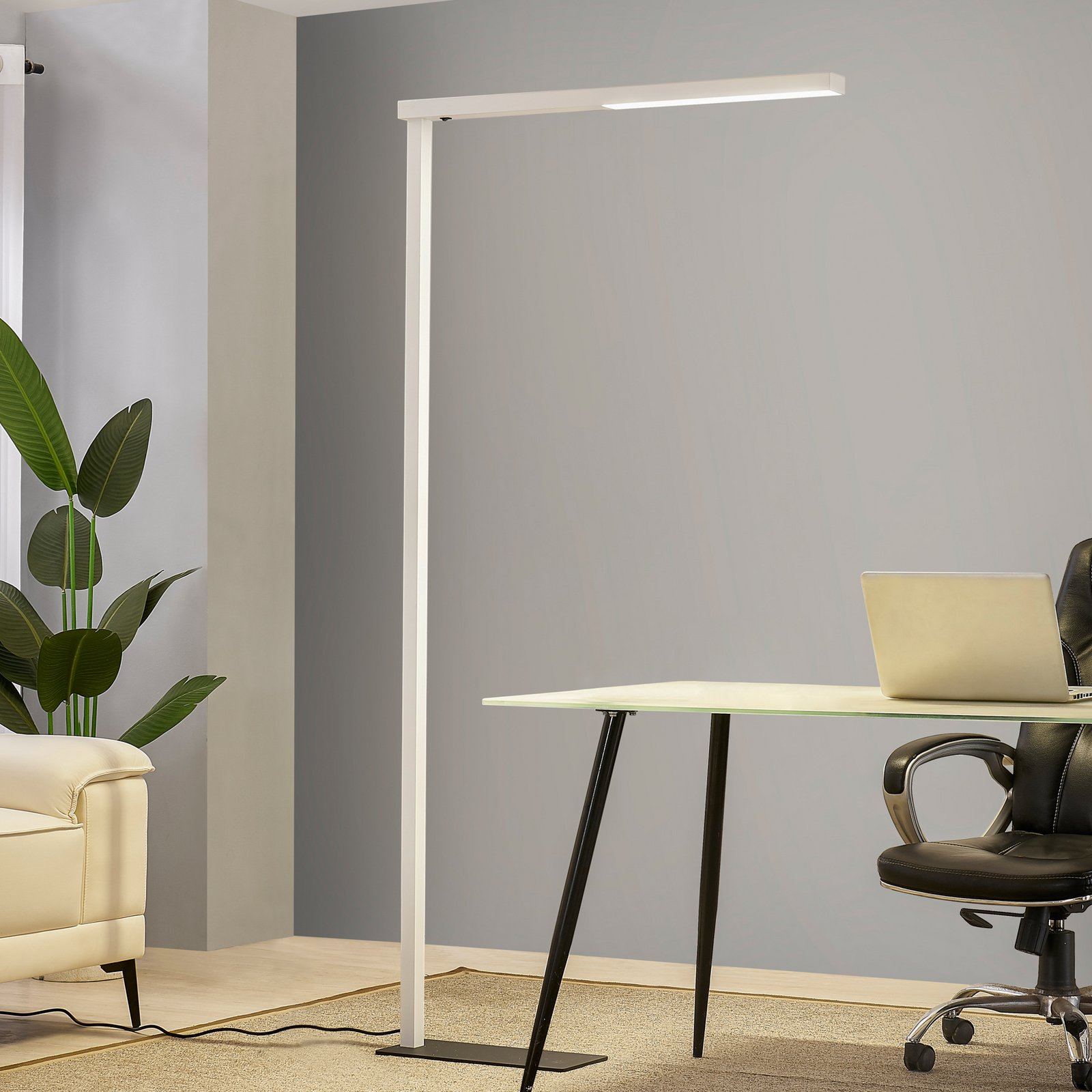 Arcchio LED office floor lamp Tamilo, white, metal, 194 cm