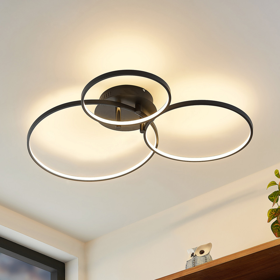 Lindby Rayk LED PlafondMatt, svart från Lindby