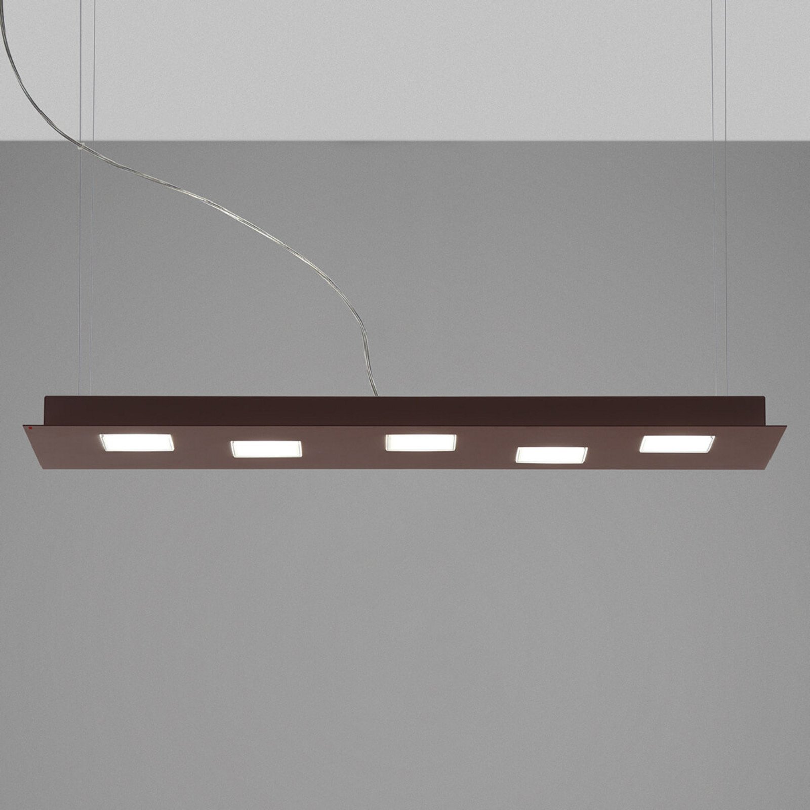 Fabbian Quarter - lampă susp. LED maro 5 becuri