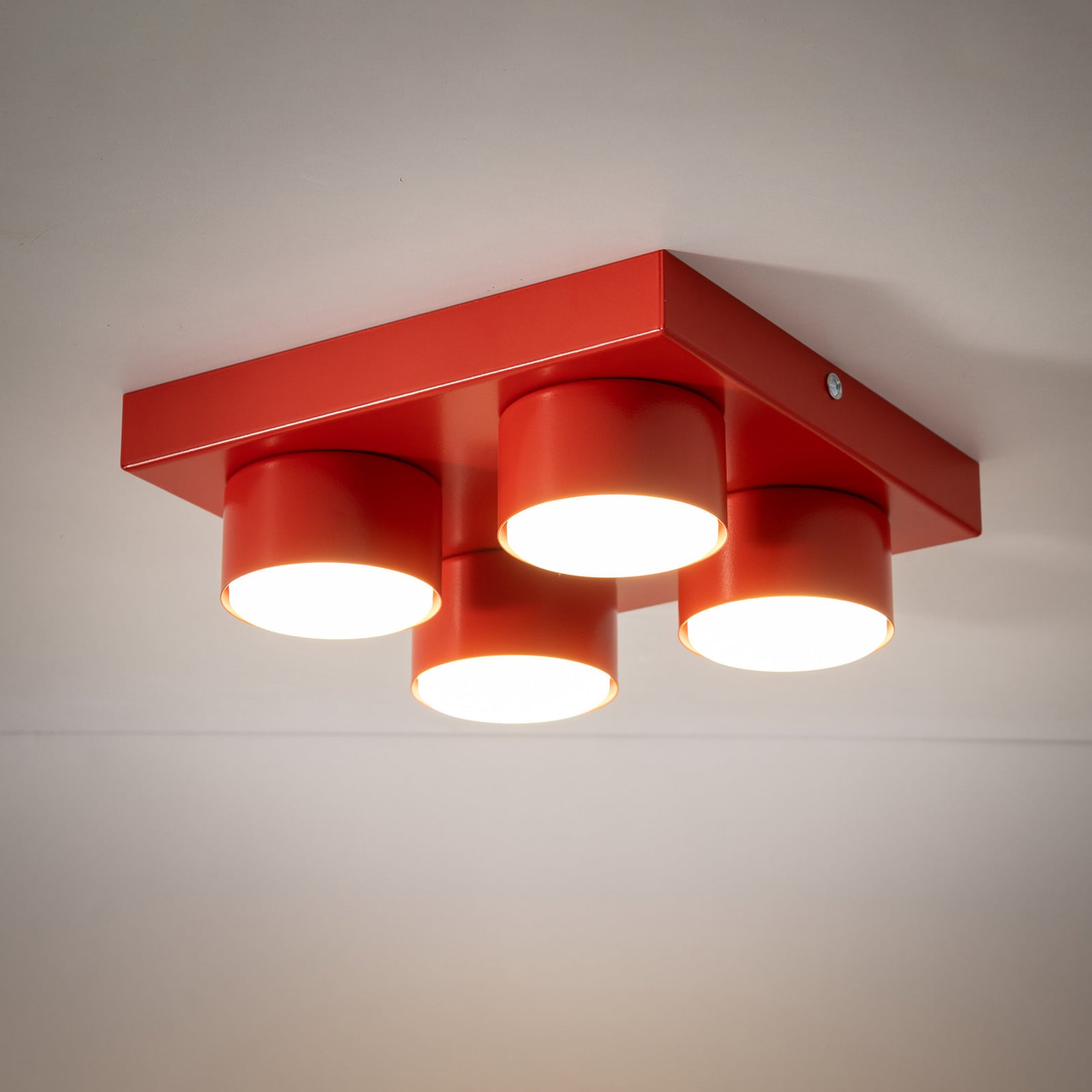 Lampa sufitowa Brix, czerwona, długość 23 cm, 4-punktowa, GX53