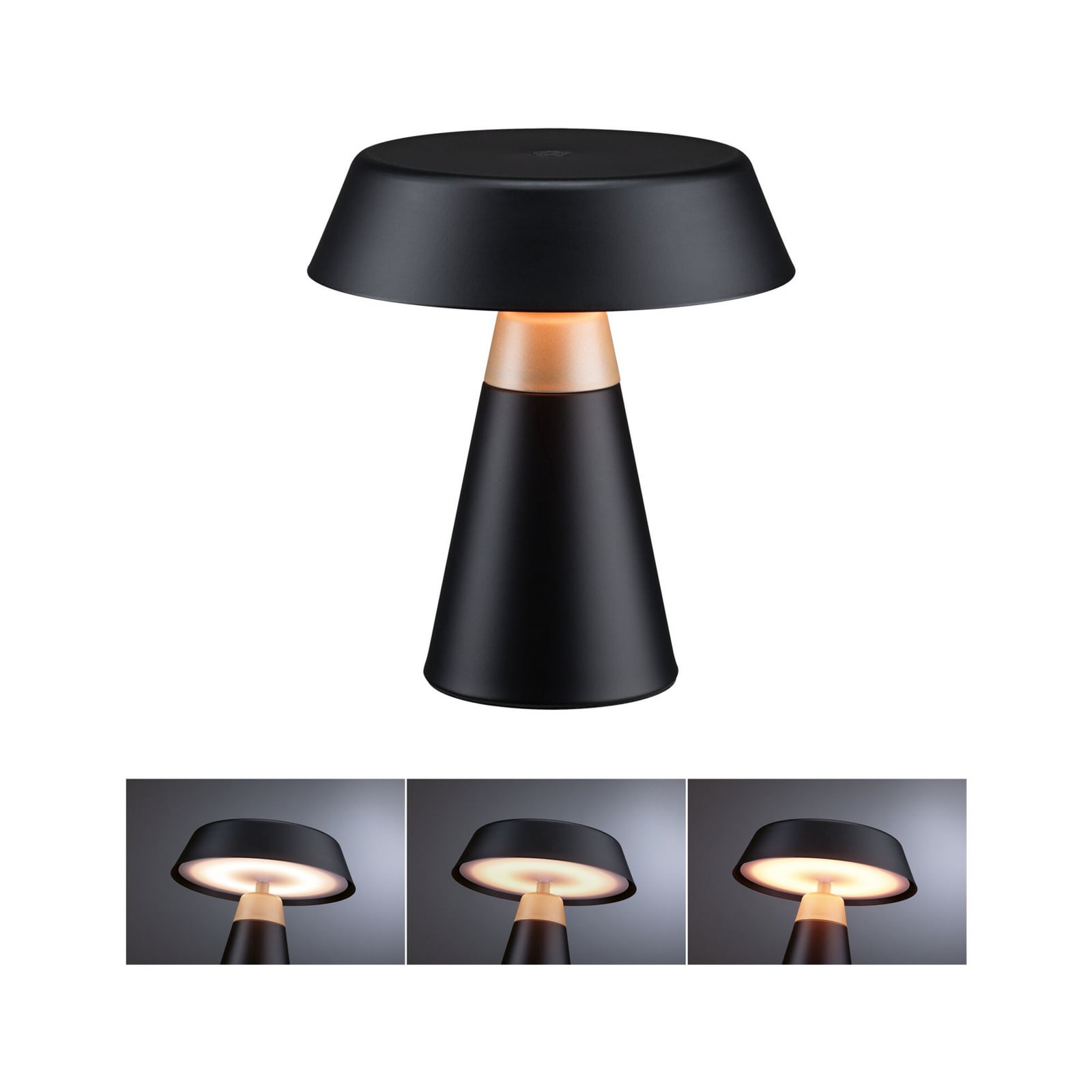 Candeeiro de mesa LED recarregável Paulmann Lirox, preto/bege, 20 cm, IP44