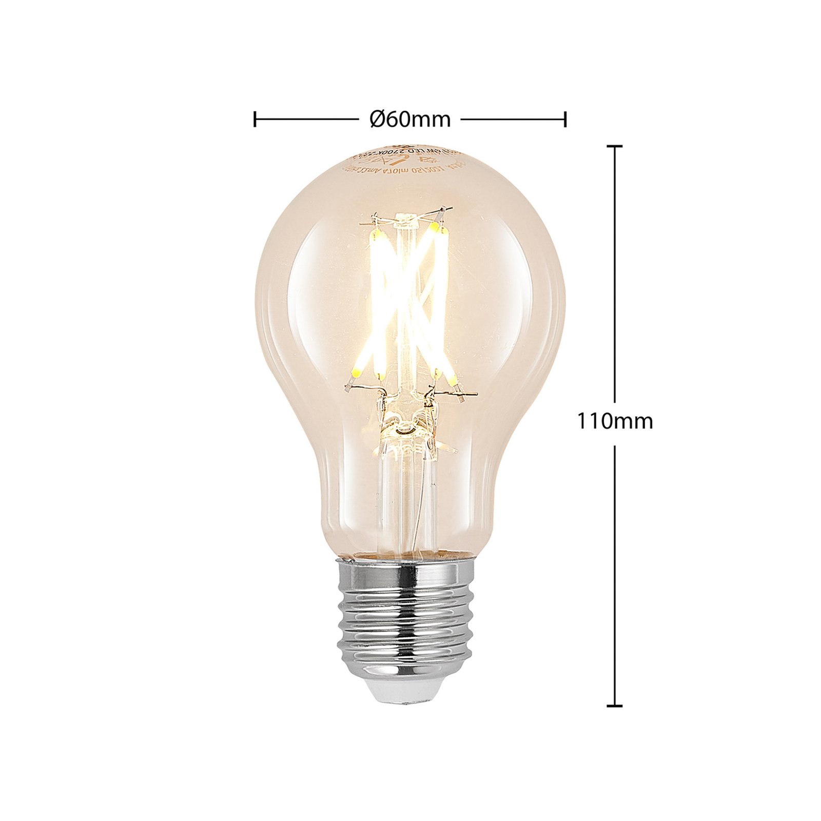 Lampada LED E27 4W 2,700K Filamento regulável transparente 3pcs