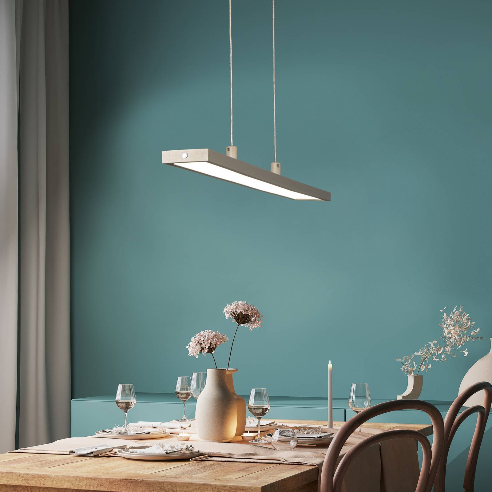 FISCHER & HONSEL Suspension LED Marlo, sable, longueur 90 cm, CCT, variateur tactile