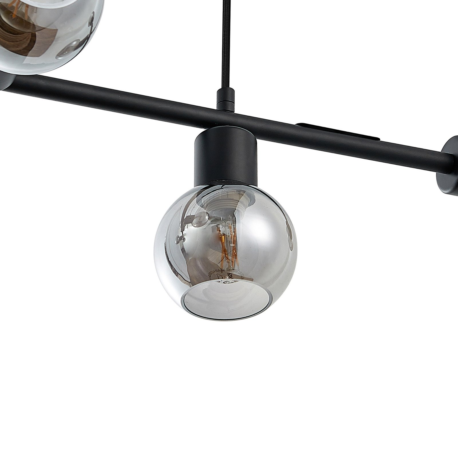 Lindby Biscala LED-Pendellampe schwarz/rauch