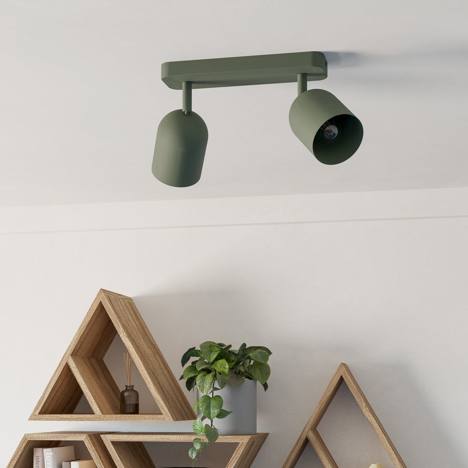 Deckenstrahler Tilston, dunkelgrün, Länge 28 cm 2-flg. Stahl