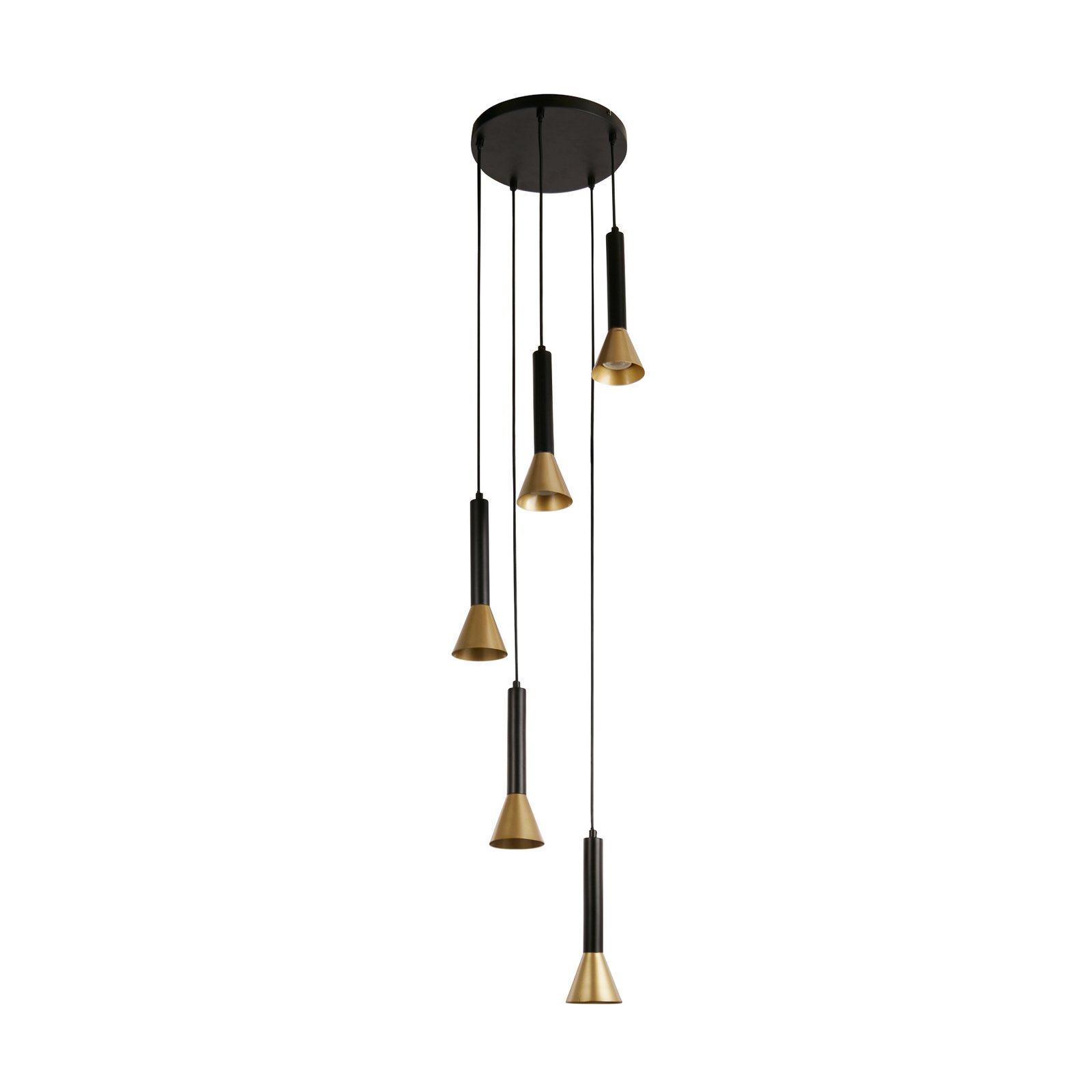 Hanglamp Signal, Ø 37 cm, zwart/goudkleurig metaal, 5-lamps