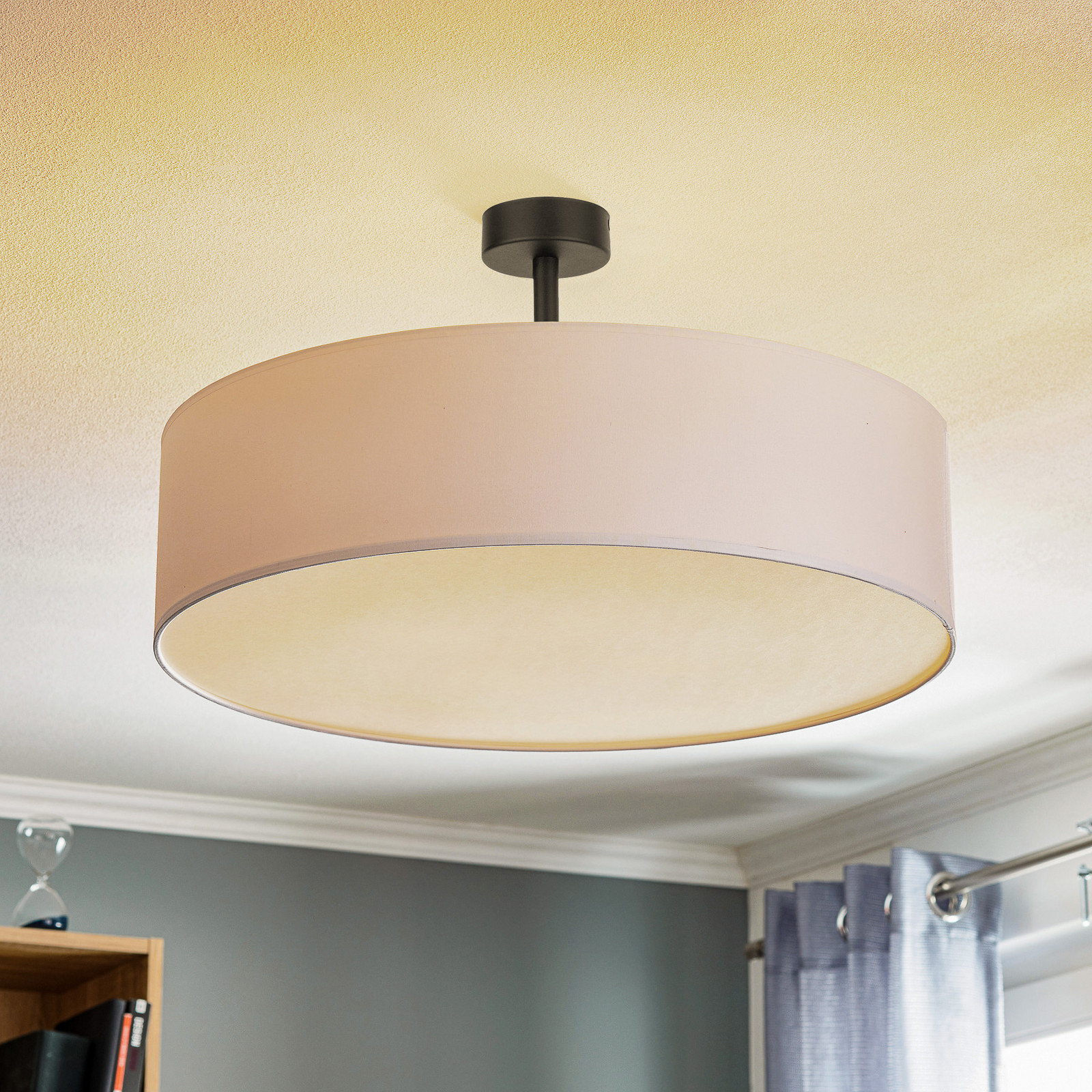 TK Lighting Plafonieră Rondo cu distanță albă Ø 60cm - dormitor - Modern - alb negru - Țesătură / Textil