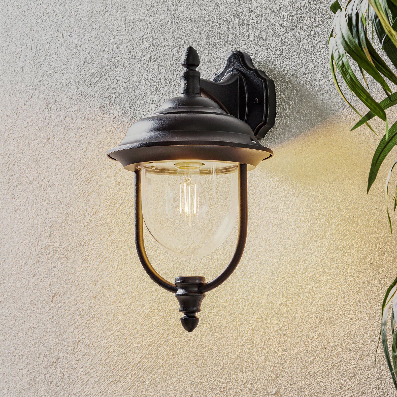 Kültéri fali lámpa Parma, fekete izzós függő lámpa