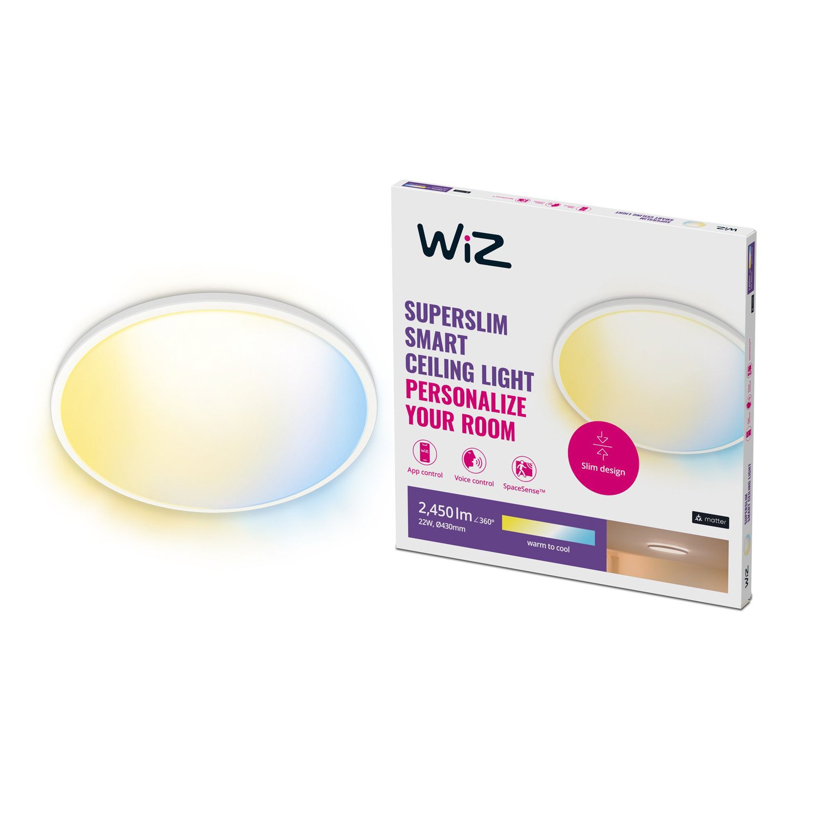 SuperSlim WiZ Deckenleuchte 22W White - WiZ