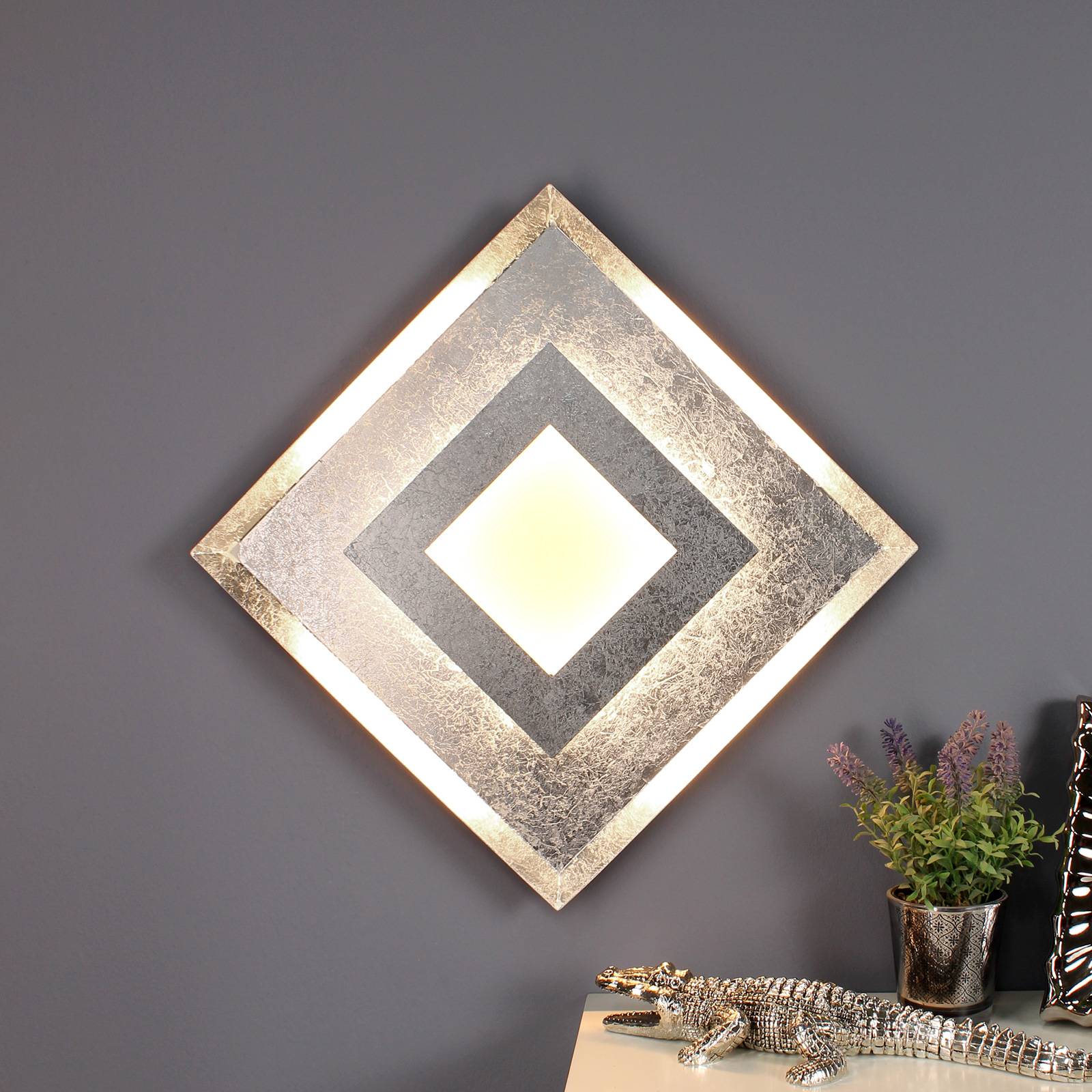 Window LED wall light 39 x 39 cm, silver