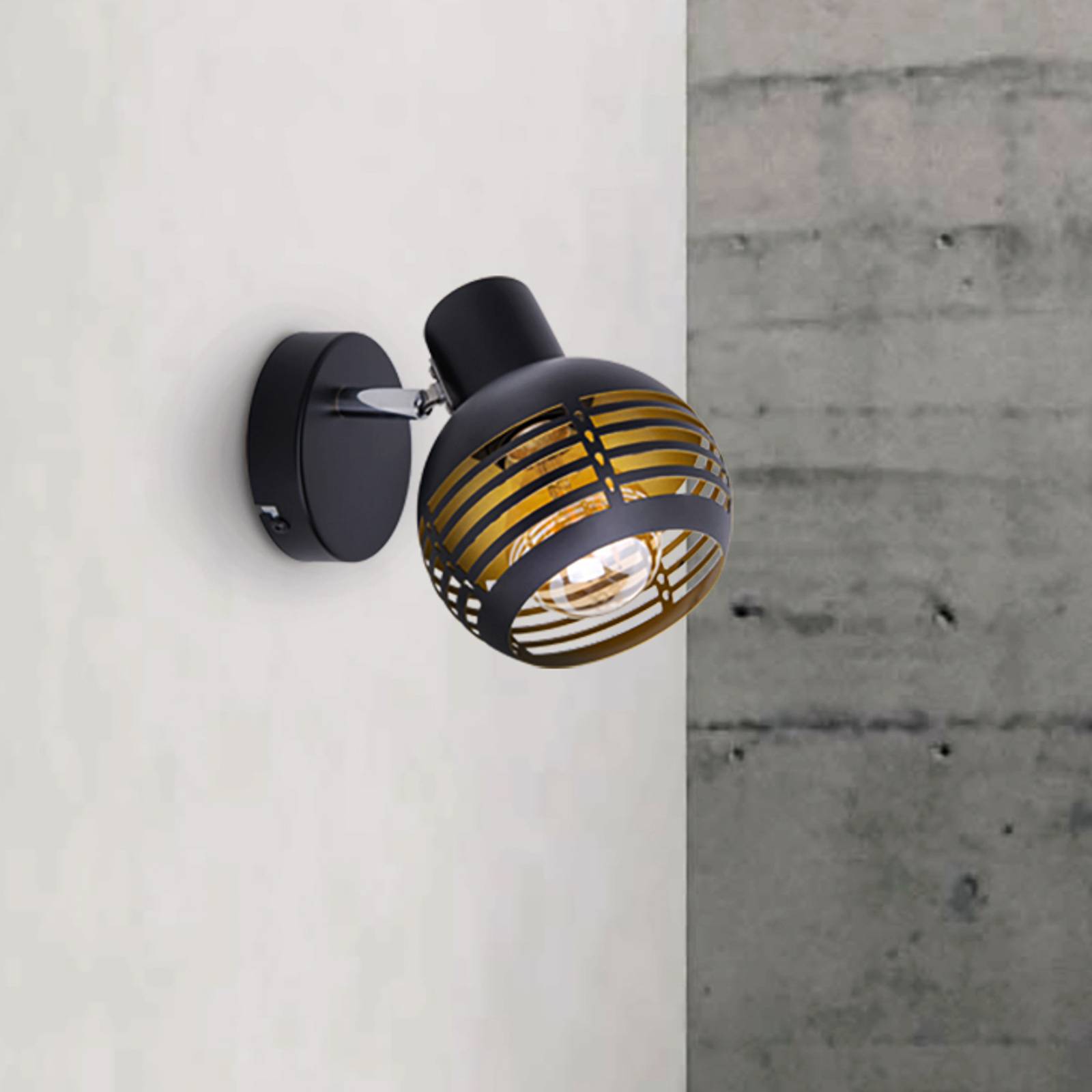 Näve Applique Casco à une lampe noire