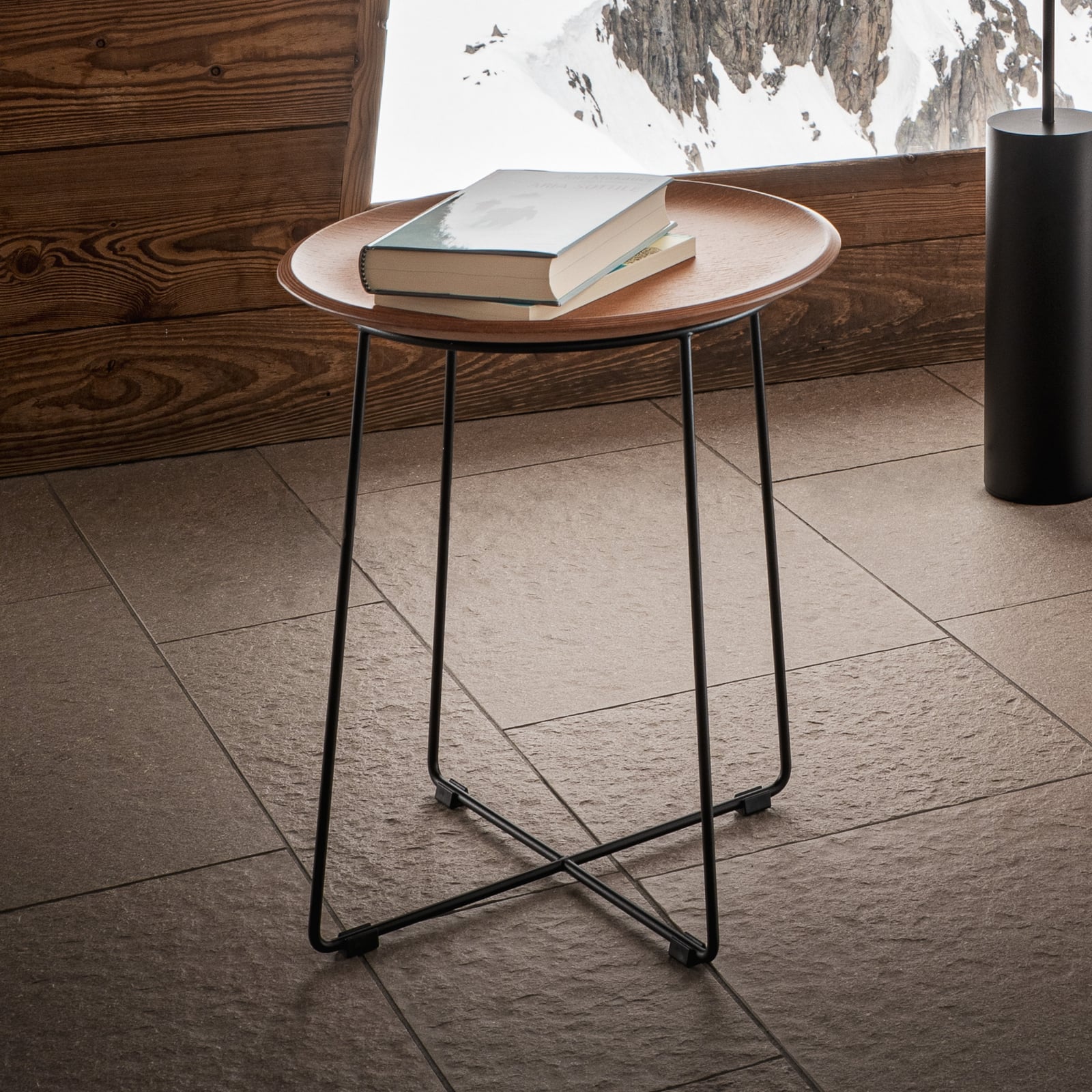 Al Wood table, dark ash/black, 46 cm, metal - Kartell