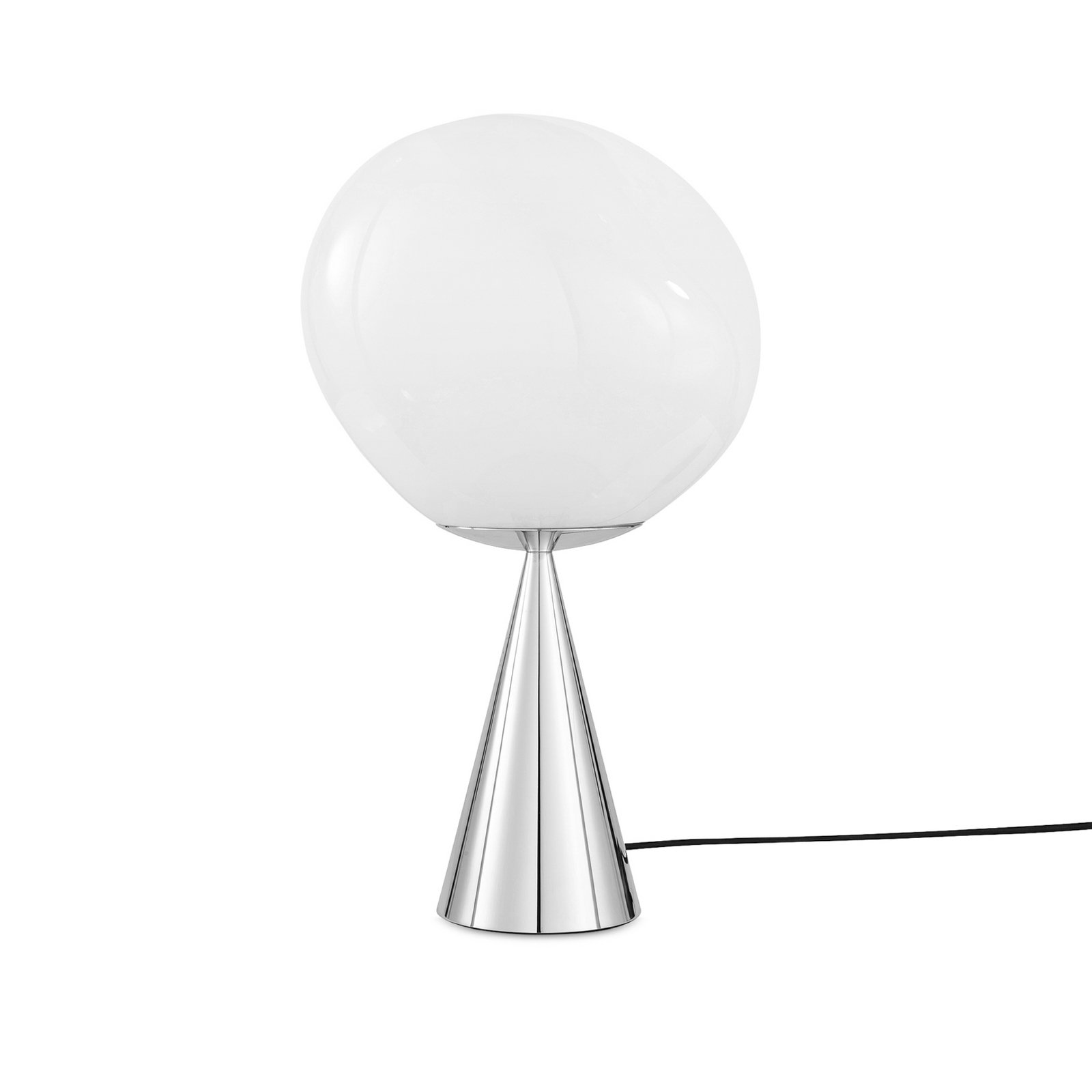 Tom Dixon Melt Cone Fat, Höhe 47 cm, opal, Fuß silberfarben