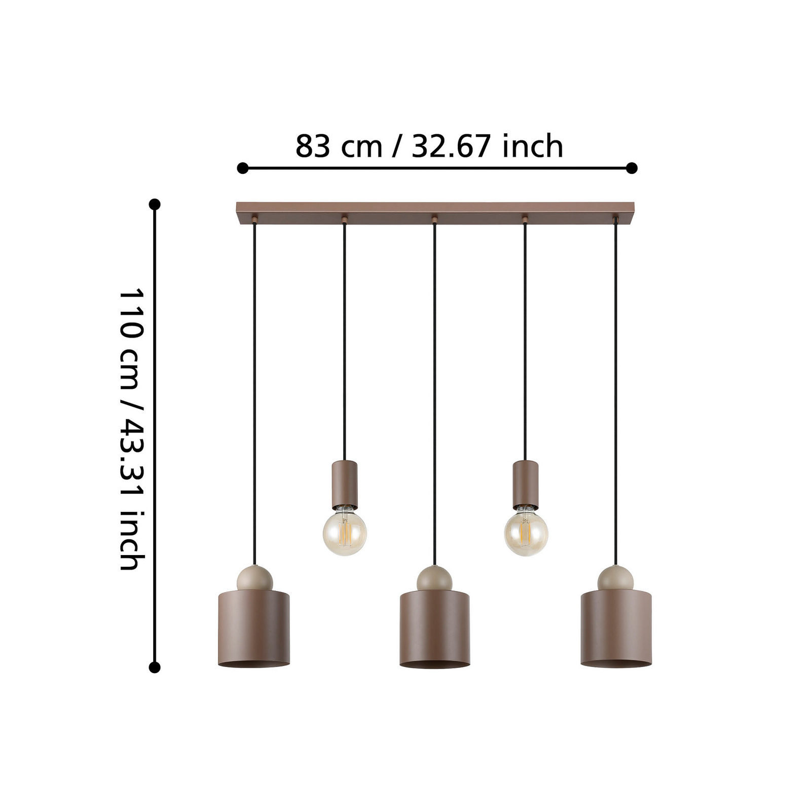Lampă suspendată Gazzola, 5 lumini, moka Lampă suspendată Gazzola, 5 lumini, moka