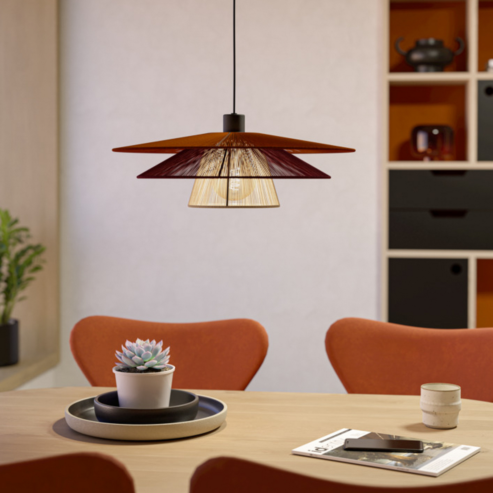 EGLO hanglamp PIGNONA, rood/oranje/wit, Ø 50 cm, textiel EGLO hanglamp PIGNONA, rood/oranje/wit, Ø 50 cm, textiel