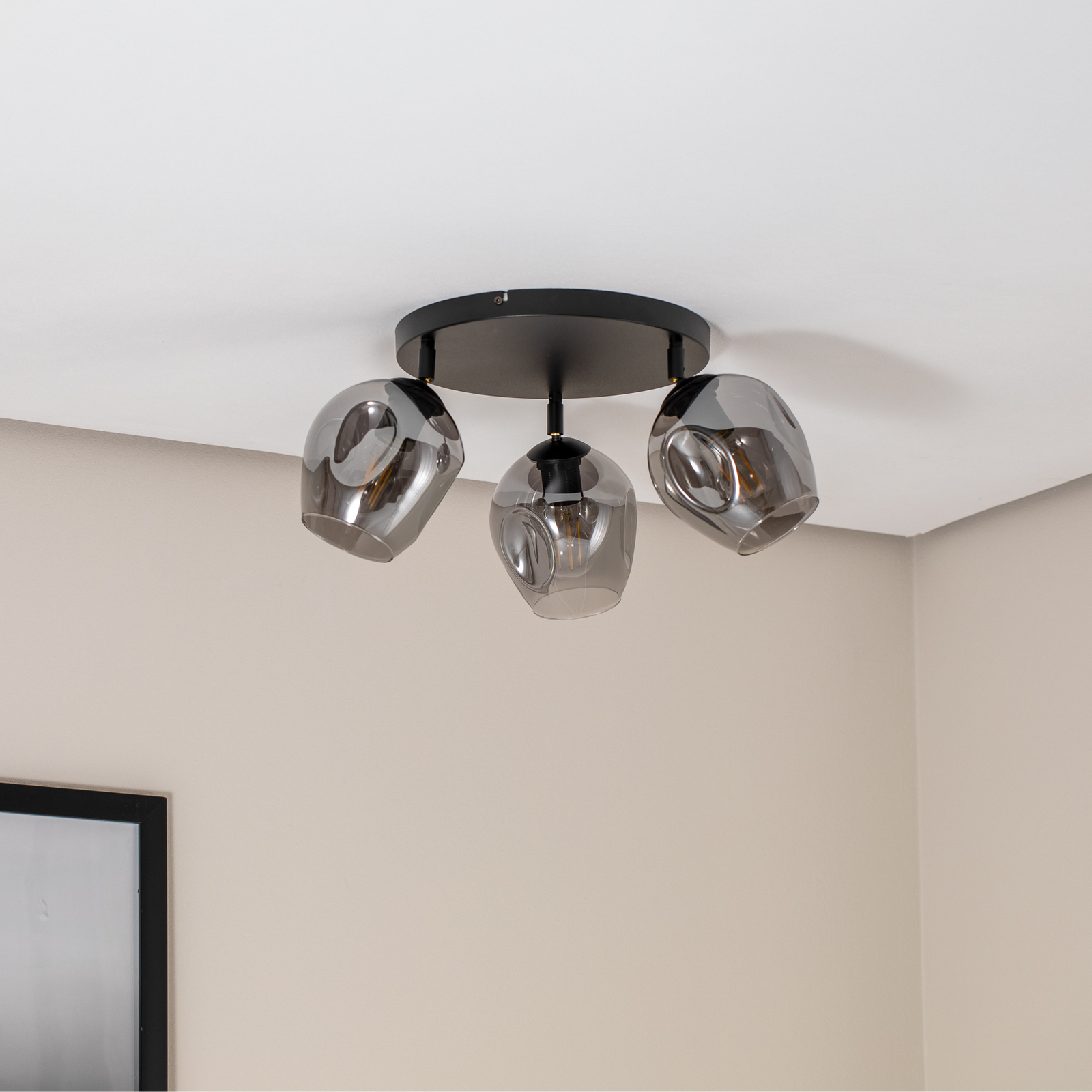 Flow 3 Prem ceiling light 3-bulb, graphite