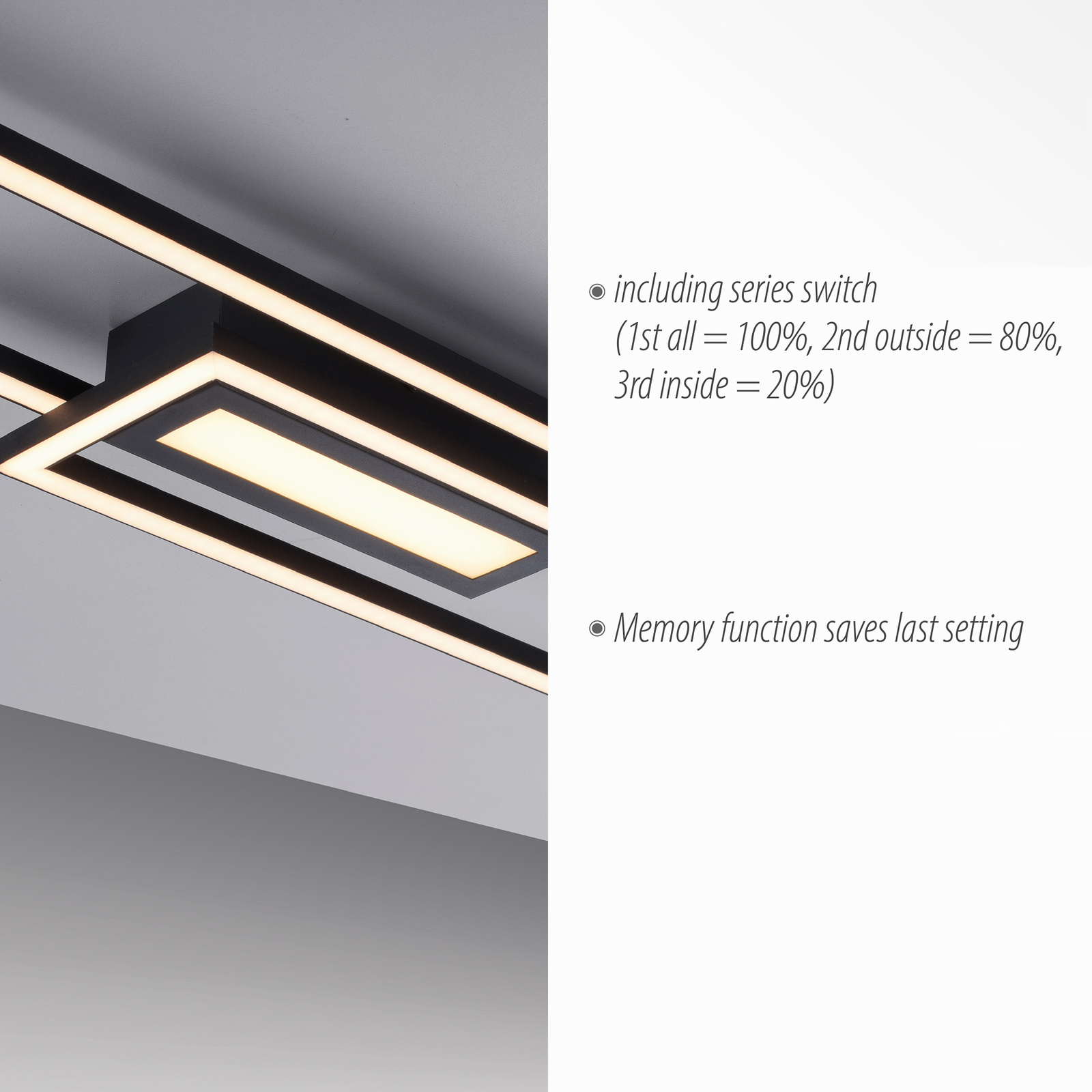 LED осветление за таван Asmin, CCT, черно, 95x17,5cm