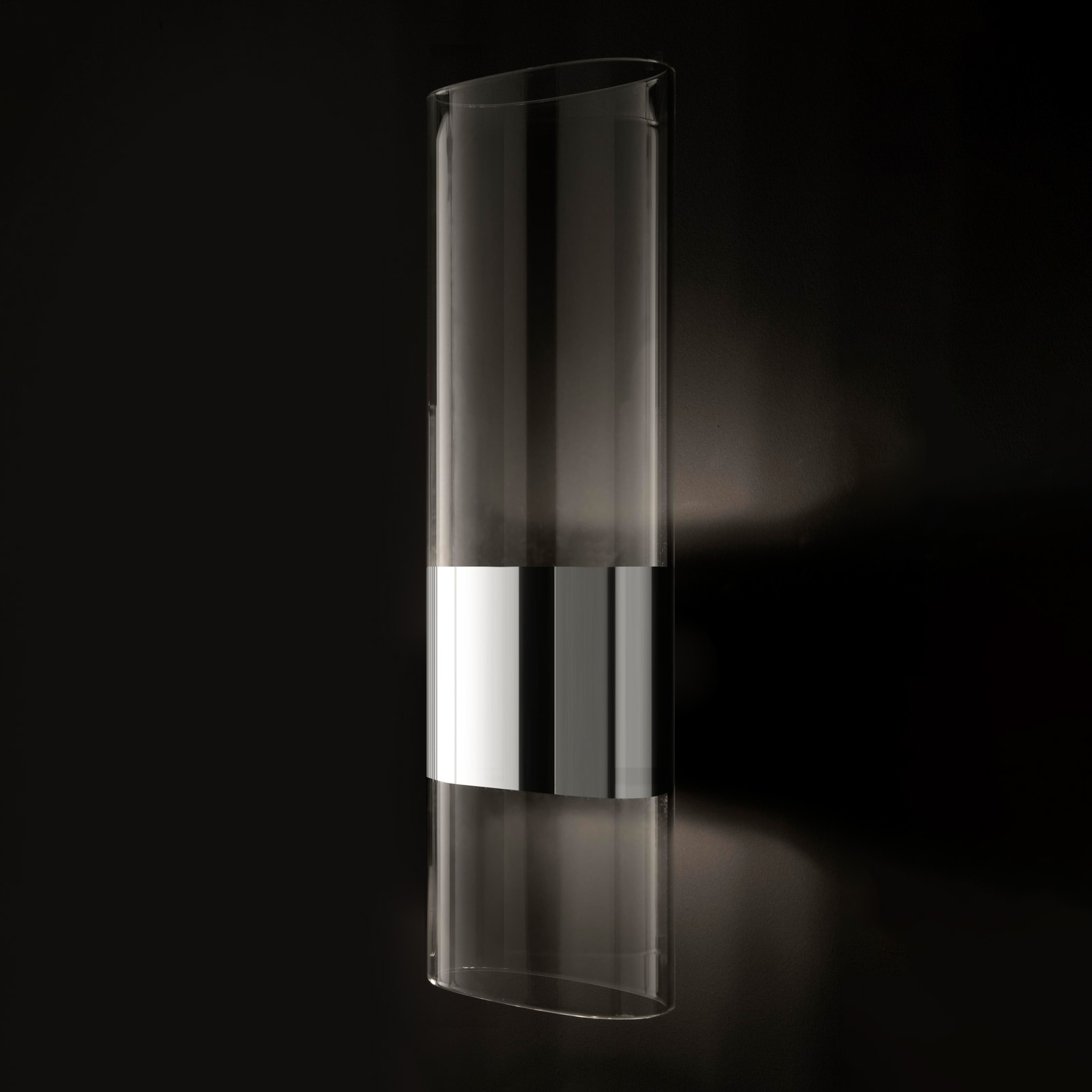 Oluce Line væglampe, transparent, højde 43 cm