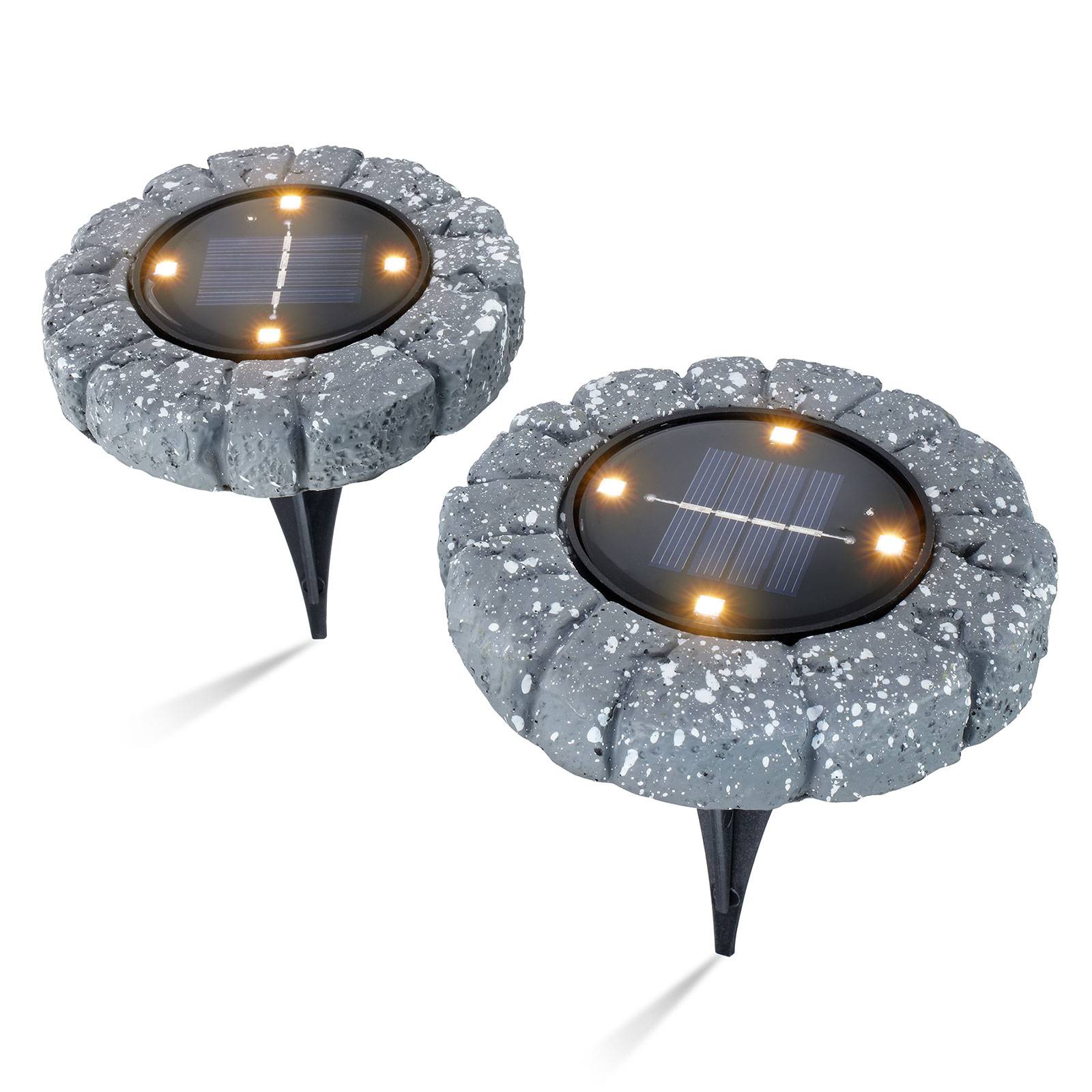 Lampe de sol solaire LED lot de 2 gris béton