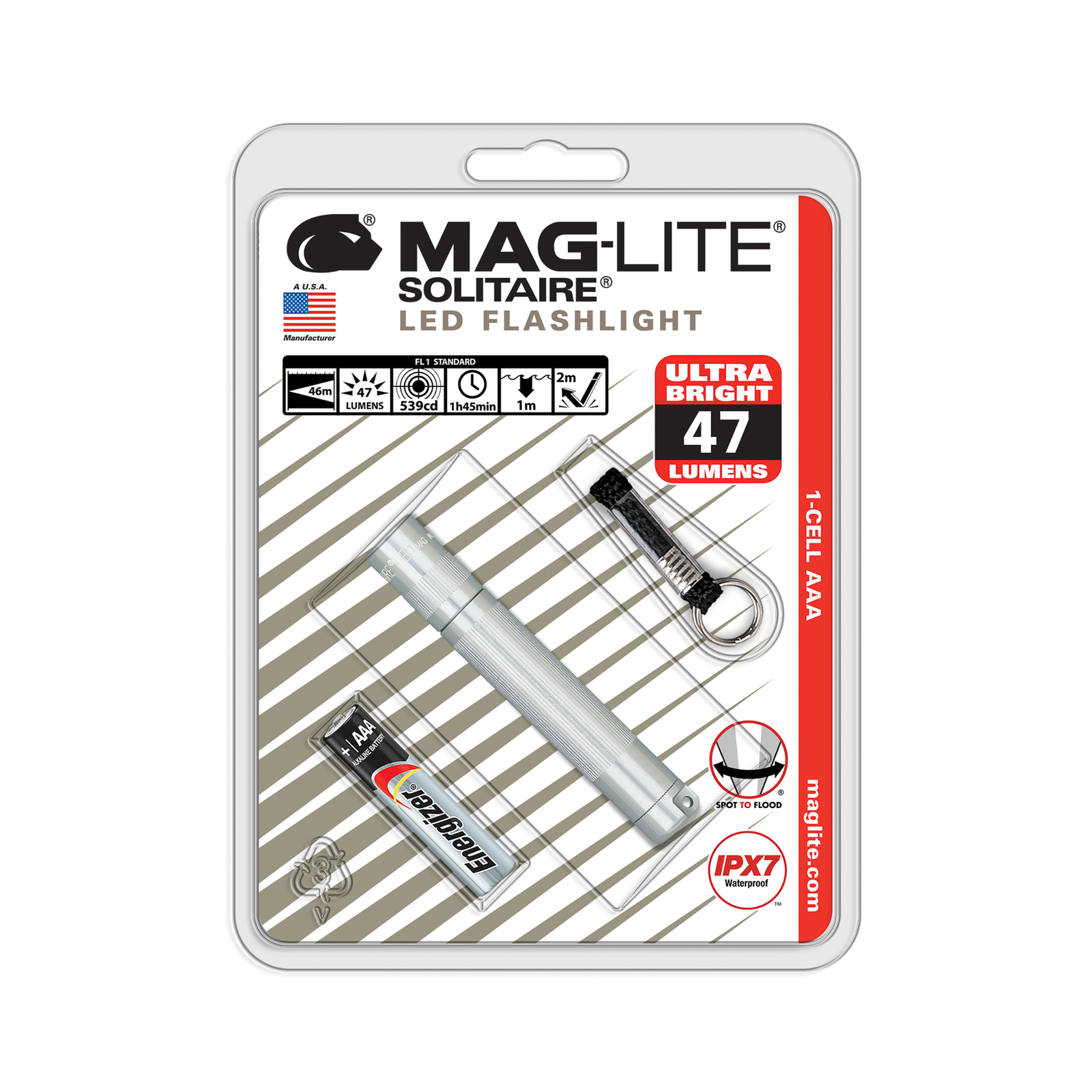 Svítilna Maglite LED Solitaire, 1 článek AAA, stříbrná