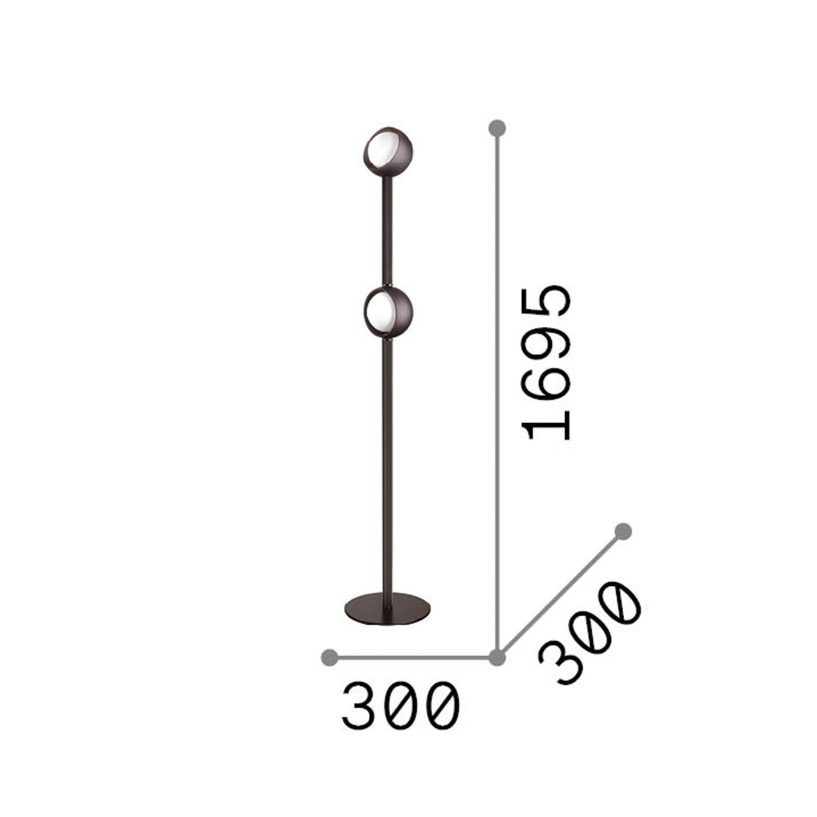 LED стояща лампа IDEAL LUX Bloom, височина 170 см, черна, с 2 лампи LED стояща лампа IDEAL LUX Bloom, височина 170 см, черна, с 2 лампи