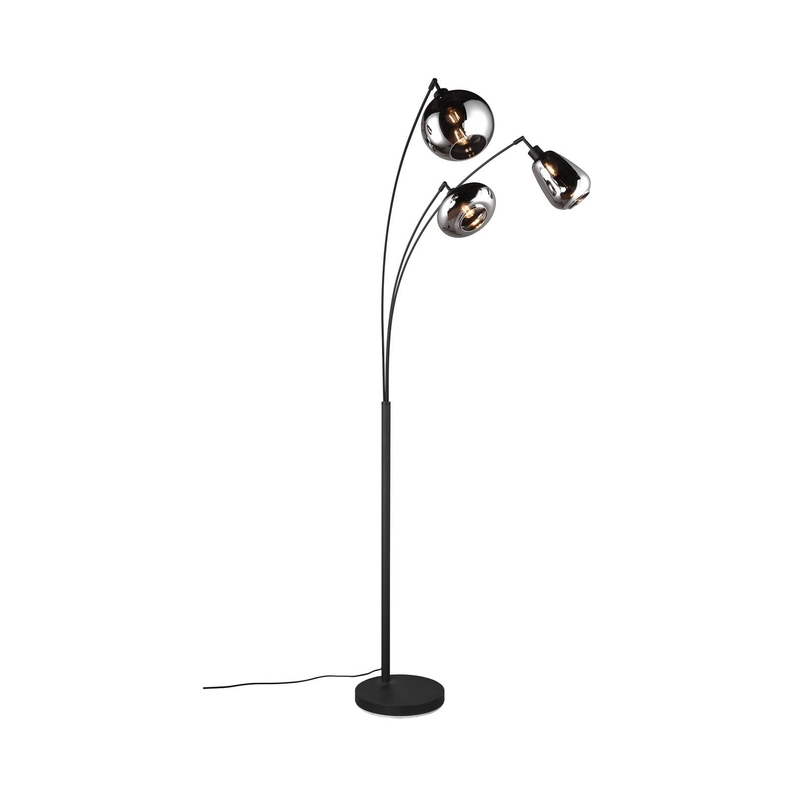 Stehleuchte Lumina, 3-flammig, schwarz/chrom, Glas